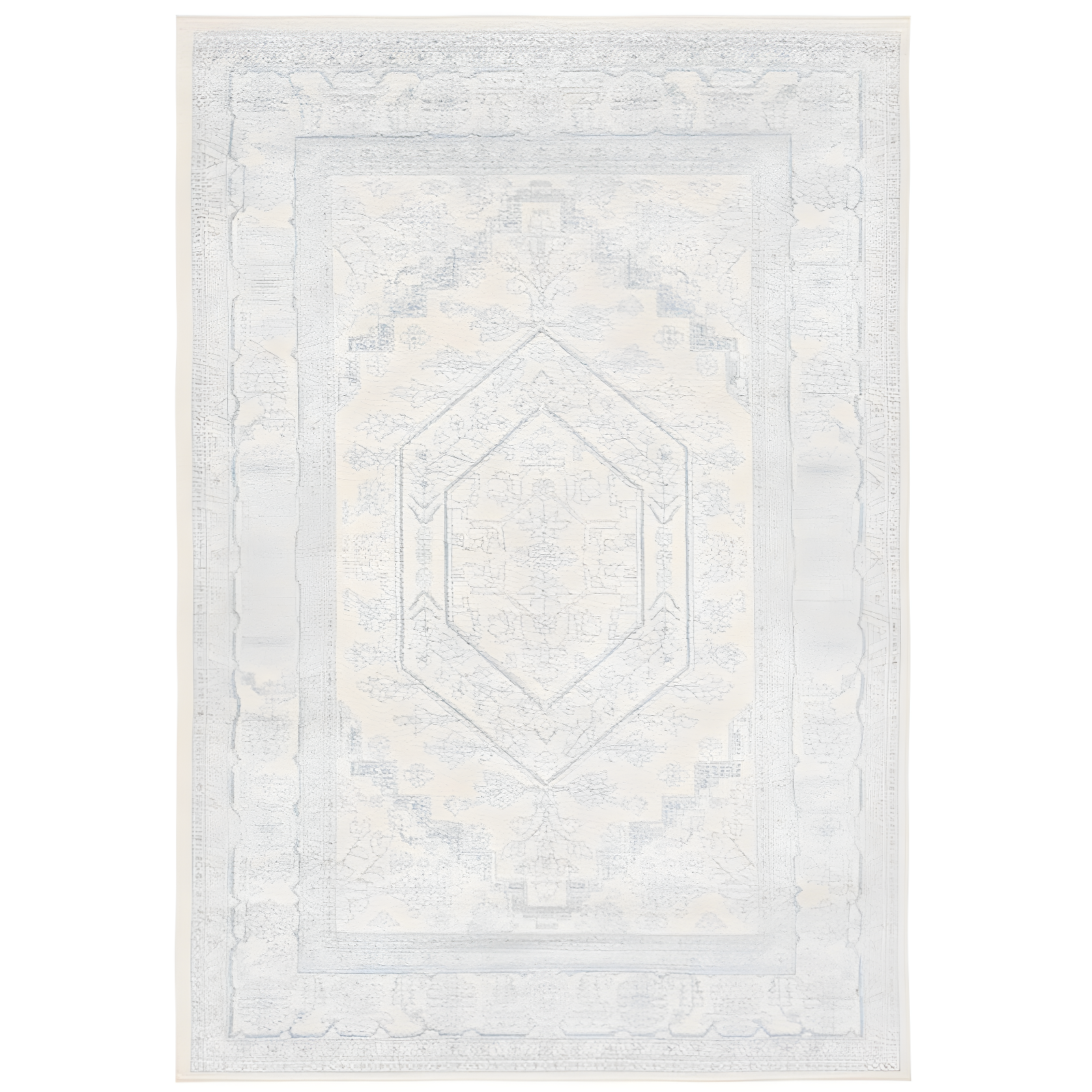 Ivory and Slate Synthetic Hand-knotted Reversible Runner