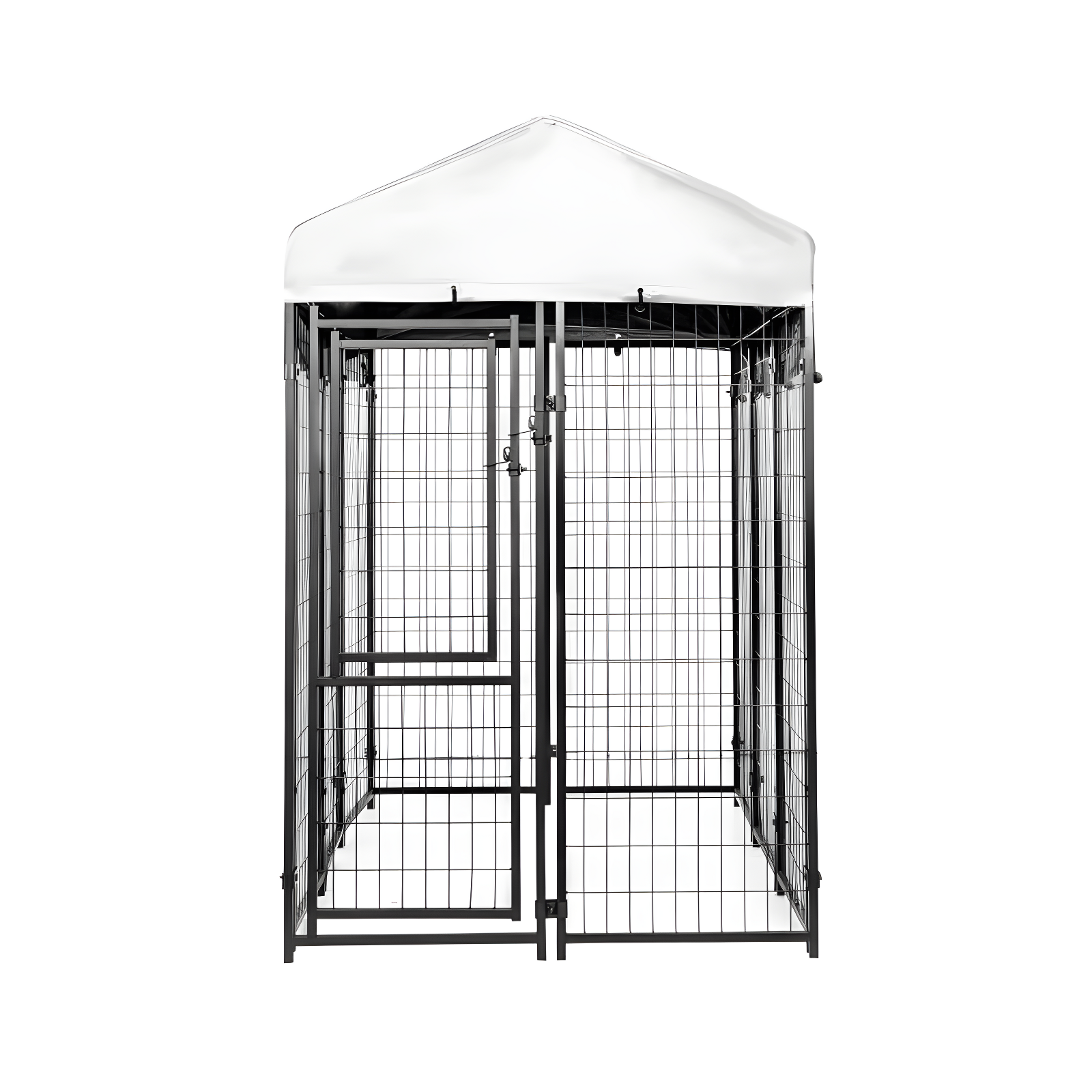 KennelMaster Black Metal 10-Panel Dog Kennel with Waterproof Cover