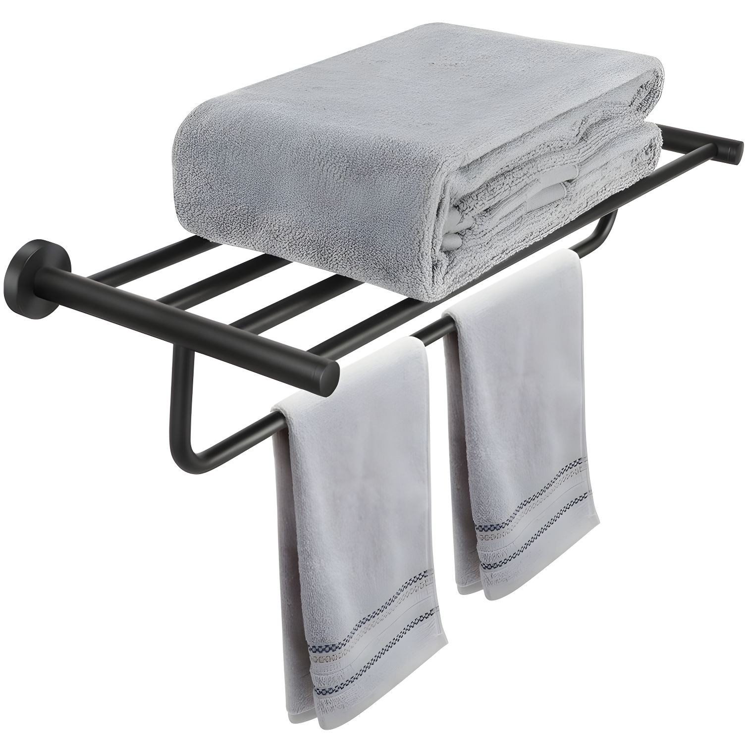 Matte Black Steel Wall-Mounted Double Towel Rack, 16 Inch