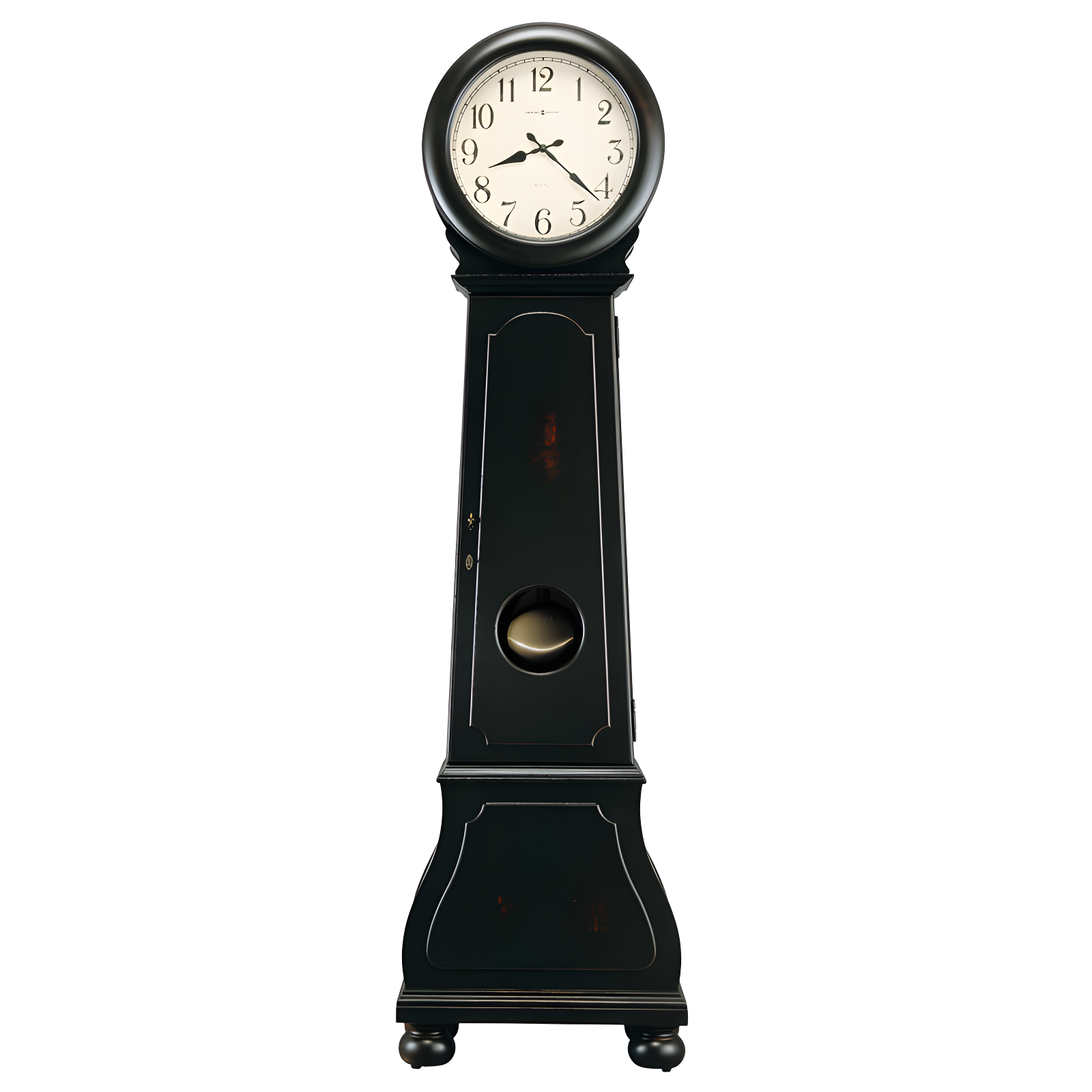 Black Distressed Wood Quartz Floor Clock with Brass Pendulum