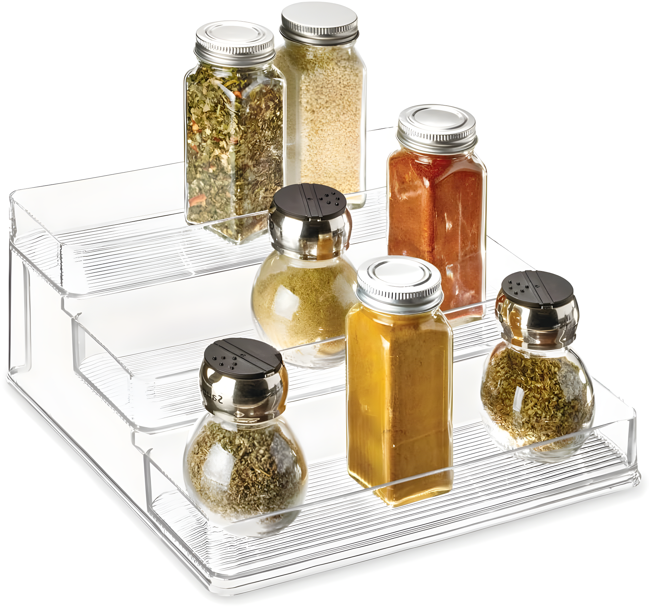 Clear 3-Tier Plastic Spice Organizer for Kitchen Cabinets