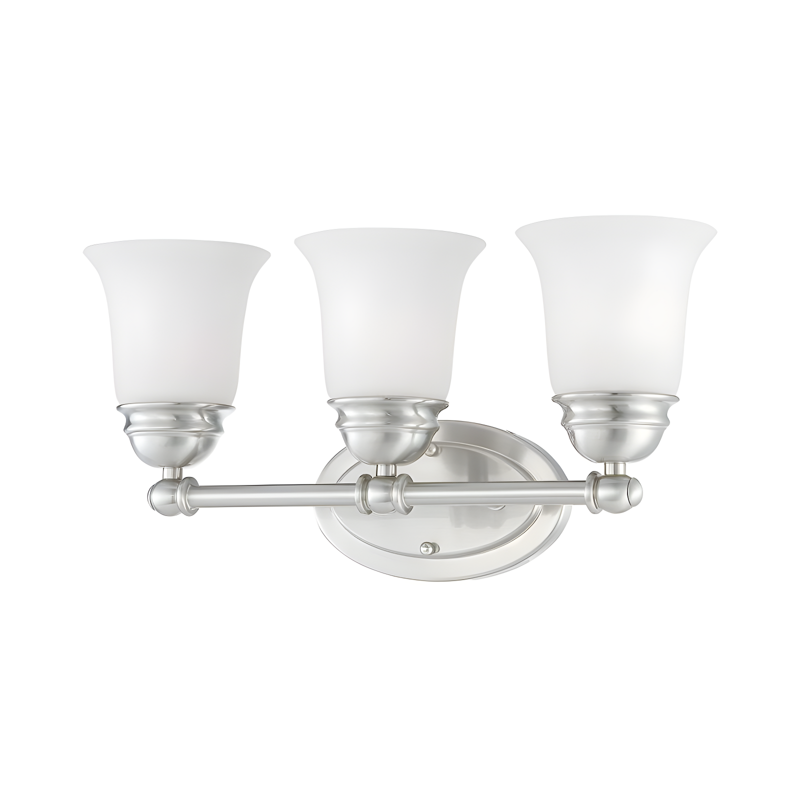 Bella Brushed Nickel 3-Light Vanity with Frosted Glass Shades