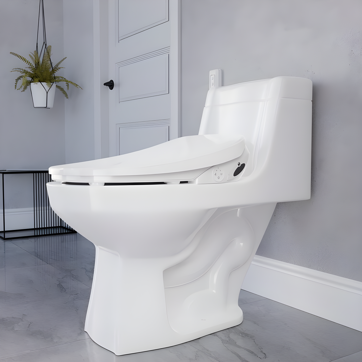 White Heated Electric Bidet Toilet Seat with Remote Control