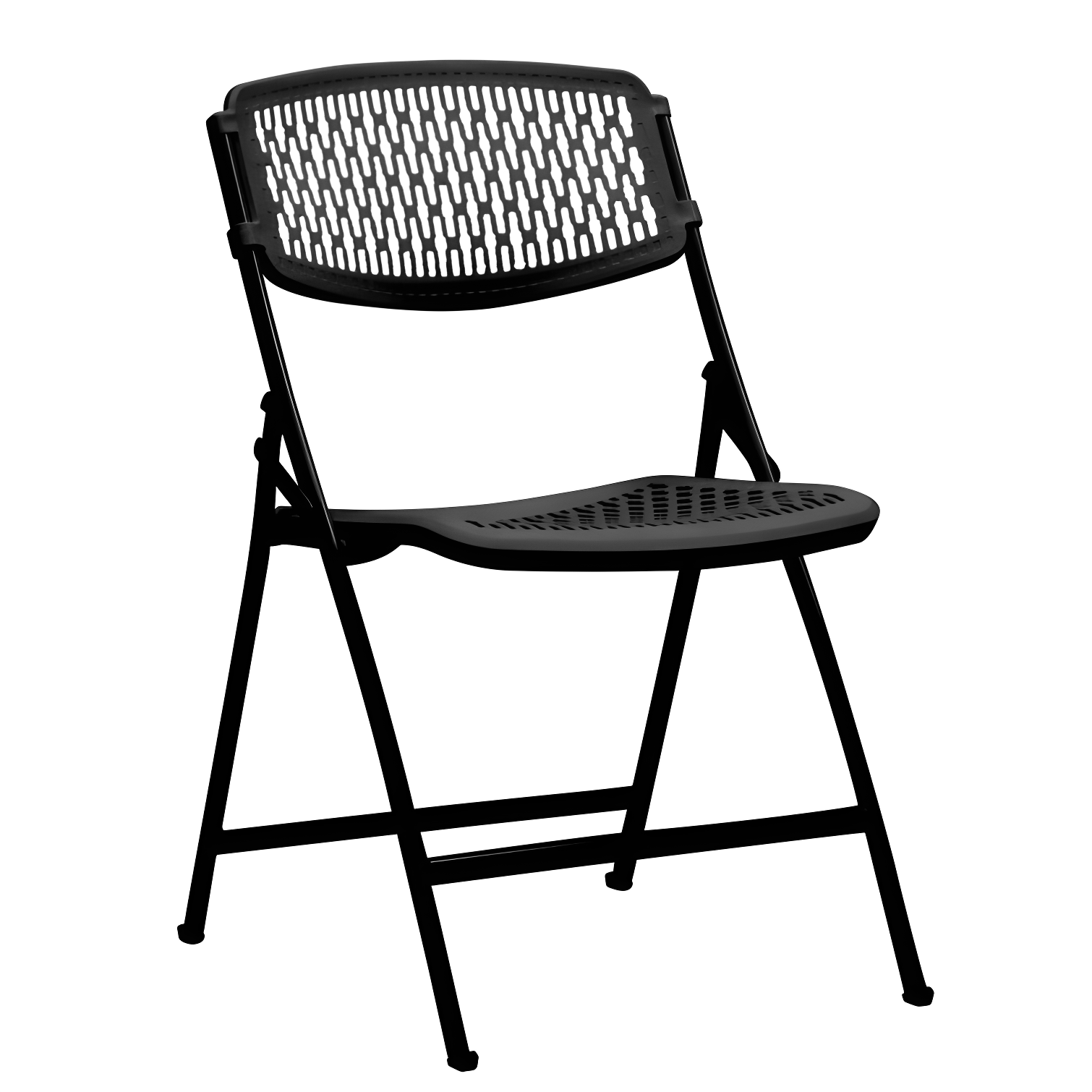 Black Steel and Resin Armless Folding Chair Set