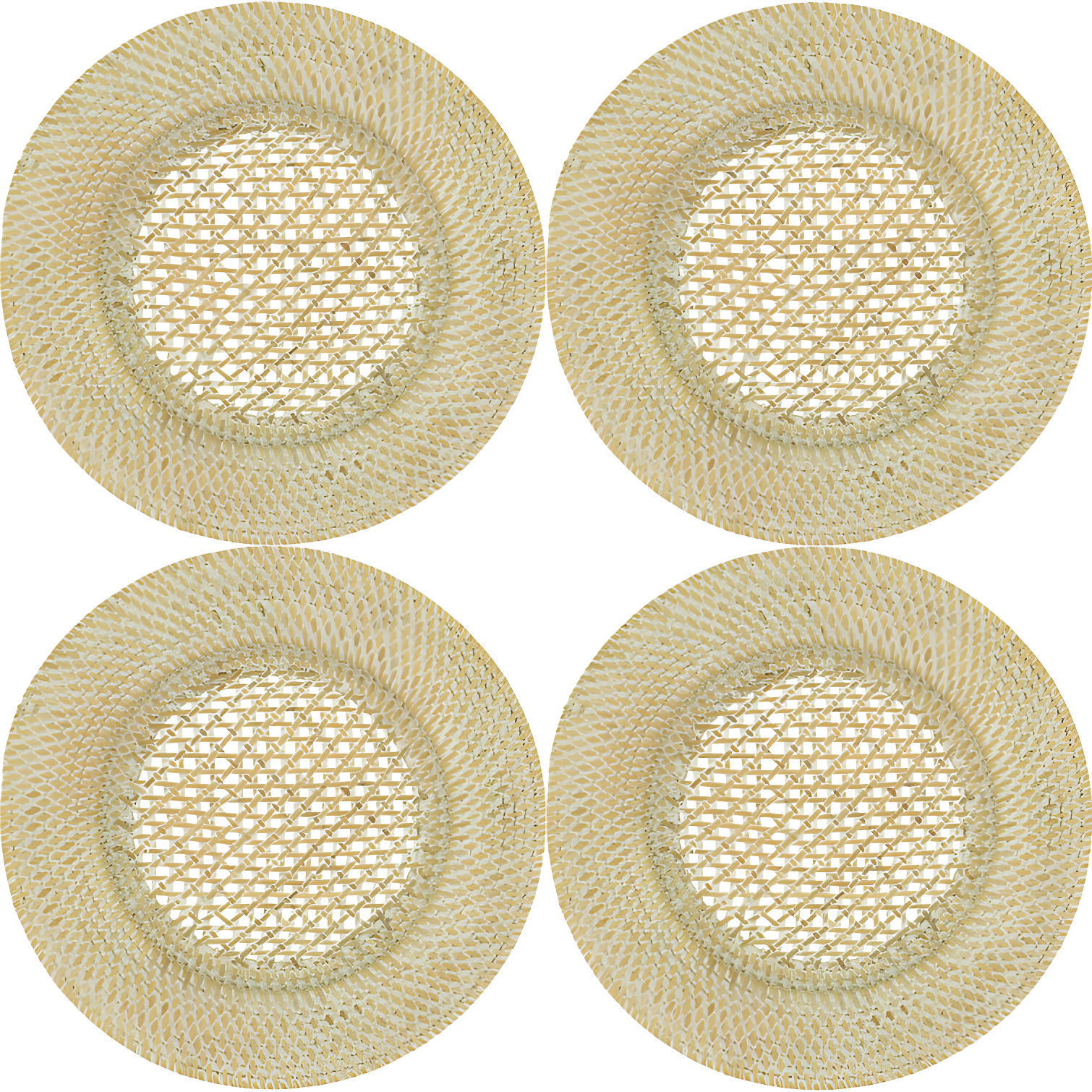 Handcrafted Natural Rattan Round Charger Plates, Set of 4