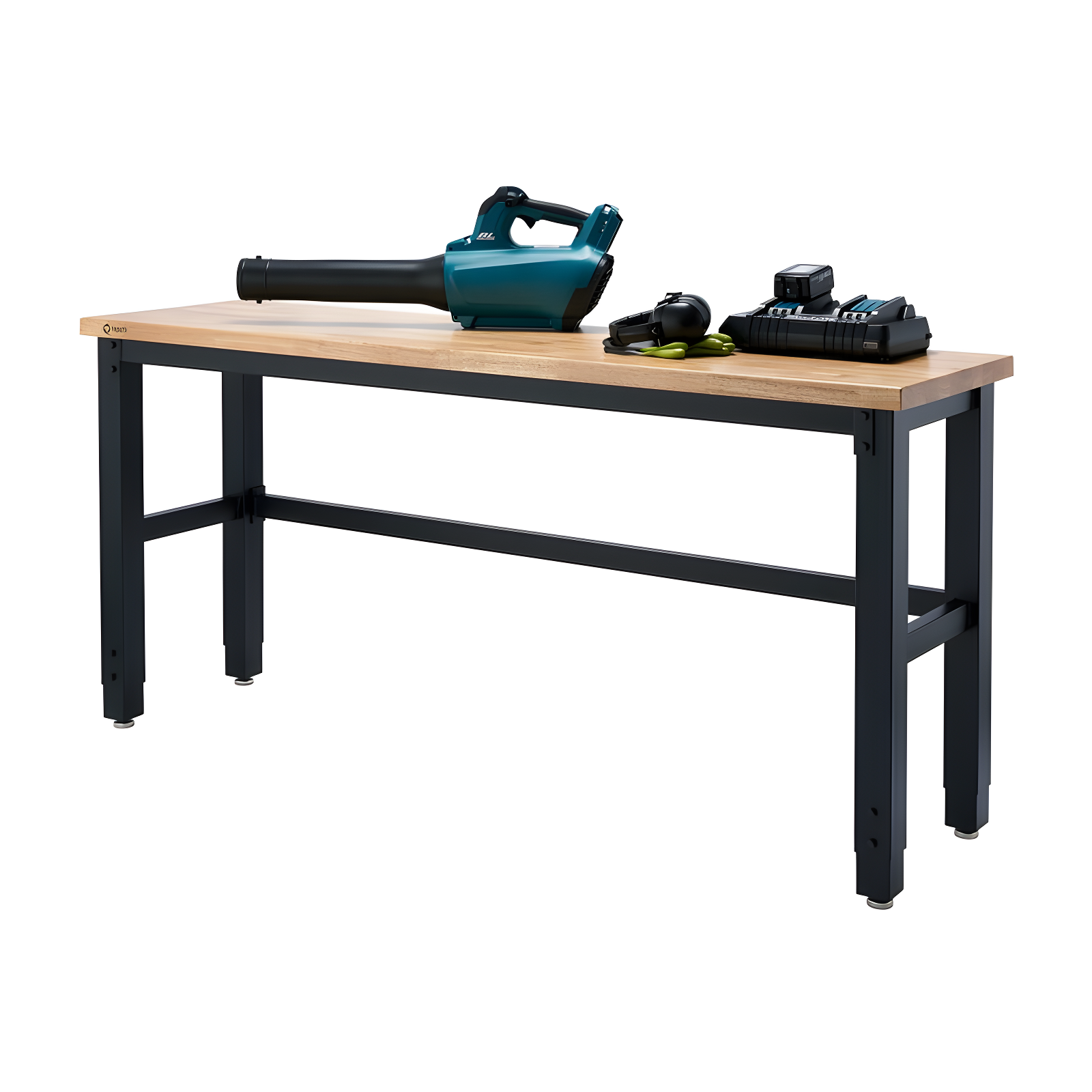 Eco-Friendly 72'' Adjustable Solid Rubberwood Workbench with Steel Frame