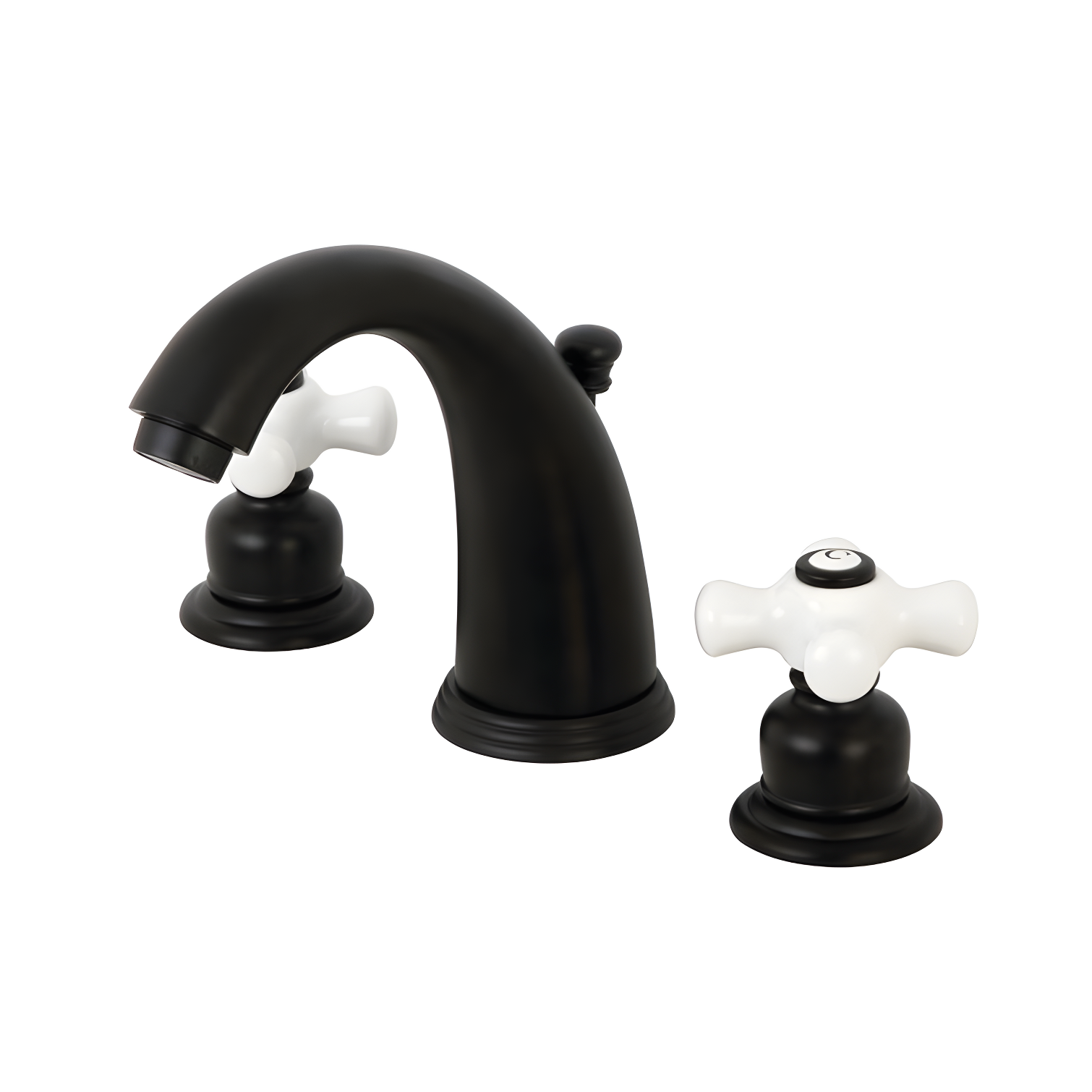 Victorian Matte Black Brass Widespread Bathroom Faucet with Drain Assembly