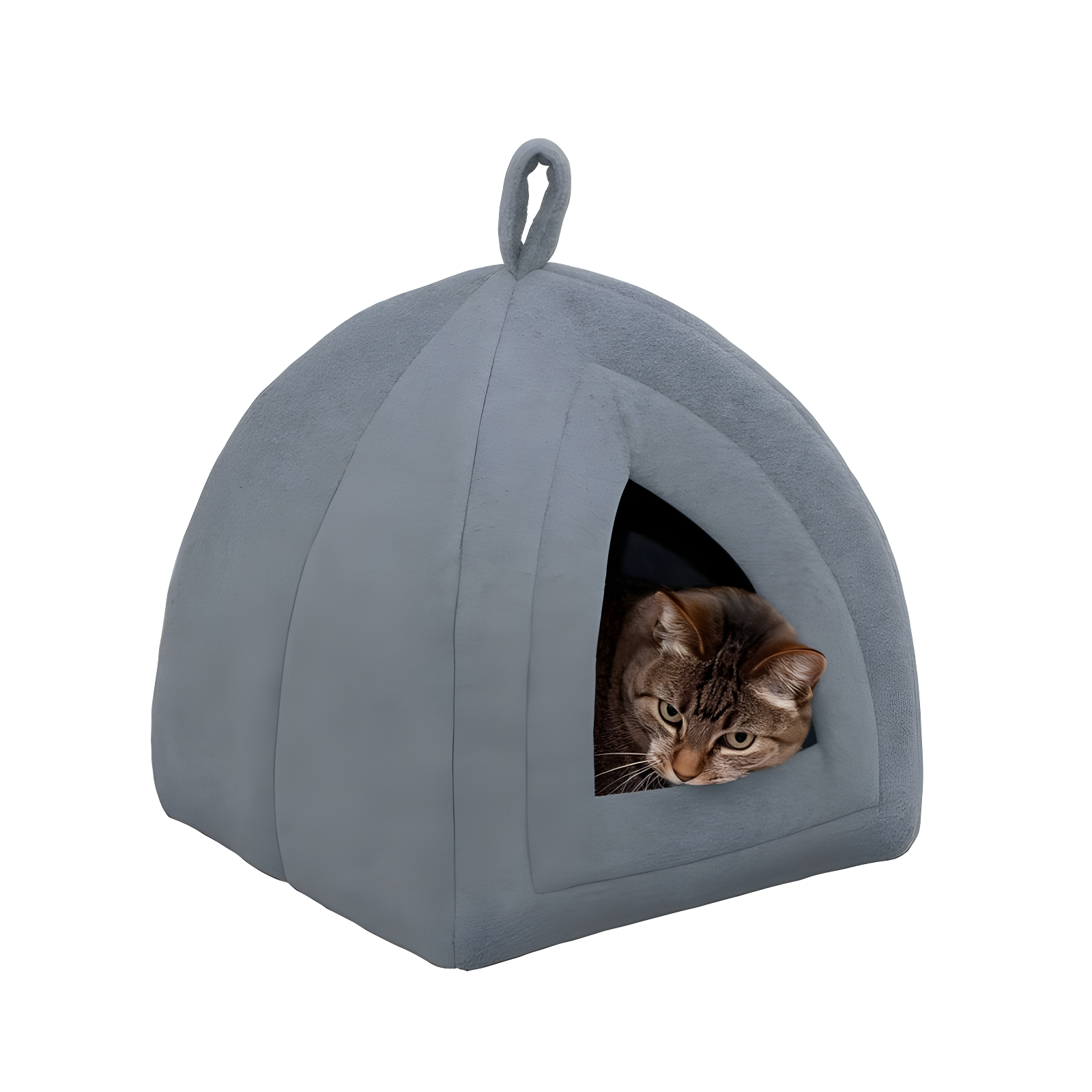 Small Heather Gray Polar Fleece Pet Tent Bed