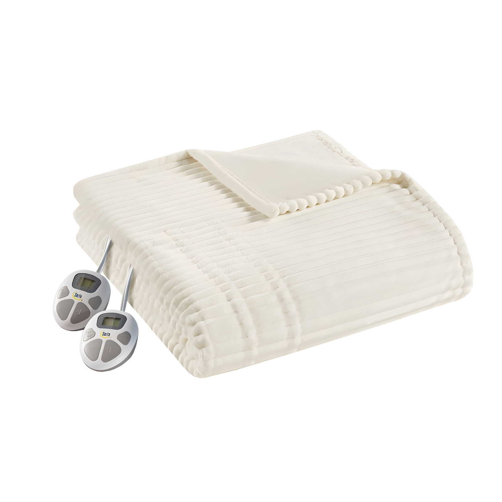 Off-White Plush Electric Heated Blanket with 10 Settings