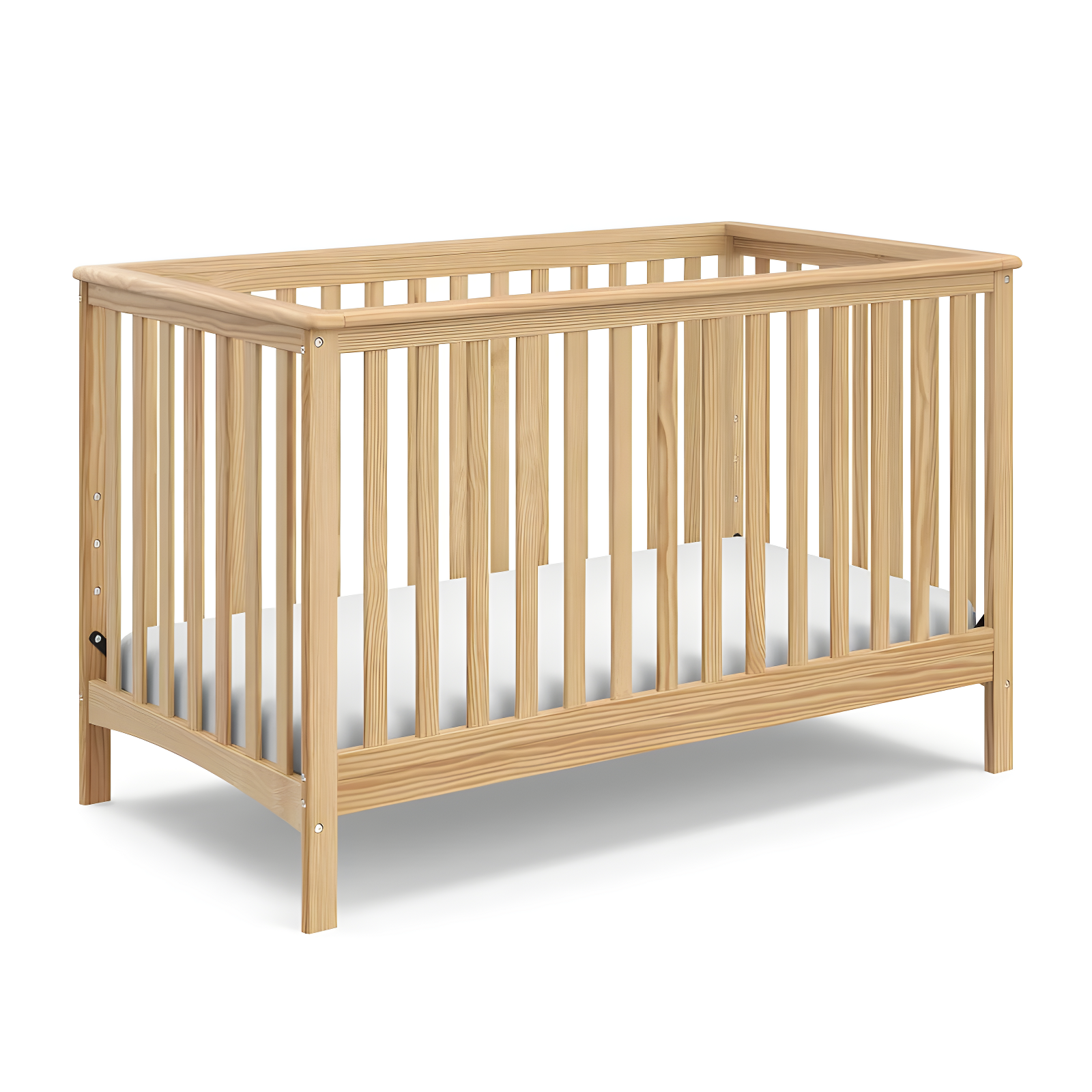 Natural Pine 4-in-1 Convertible Baby Crib with Adjustable Mattress Base