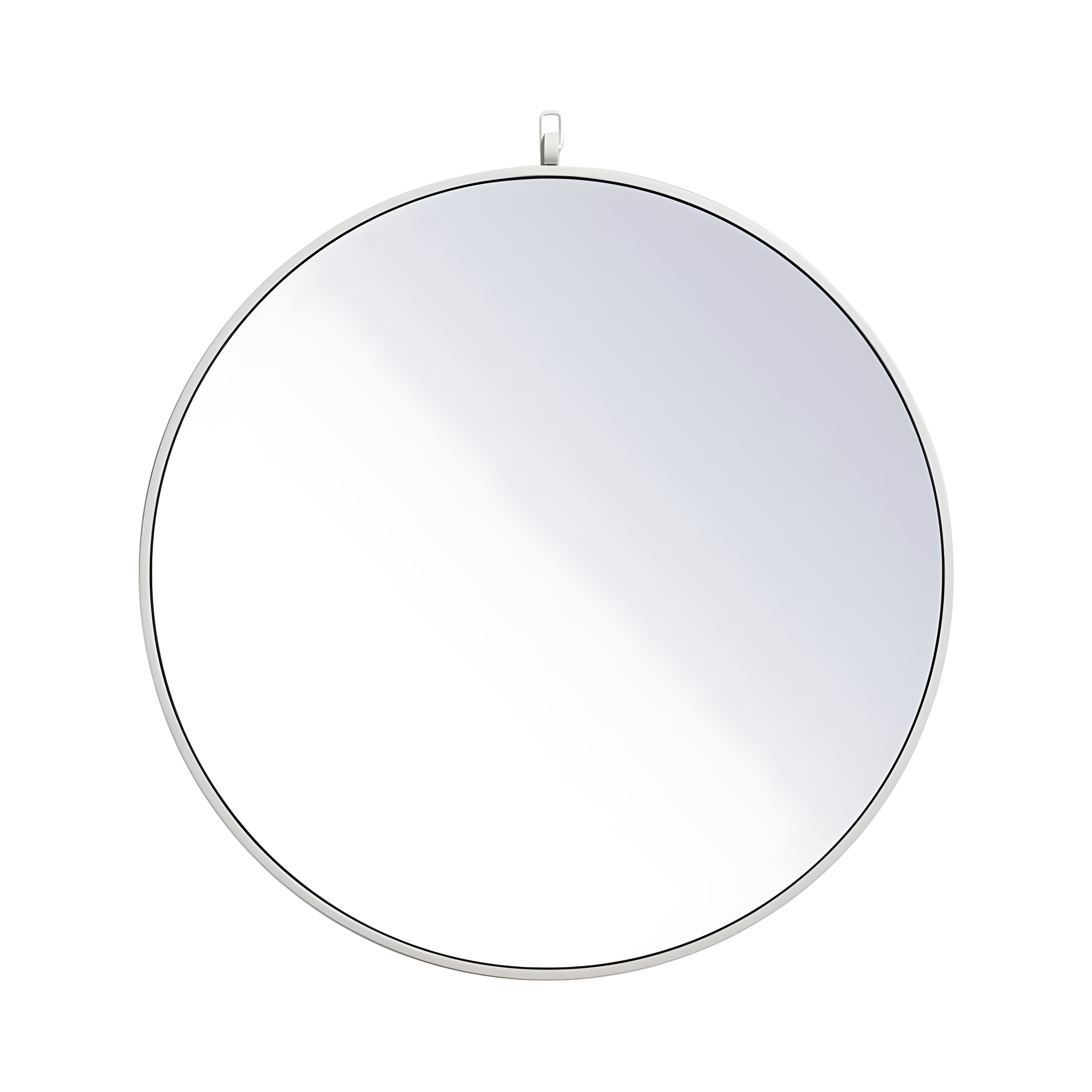 Contemporary White Wood Framed 28" Round Wall Mirror