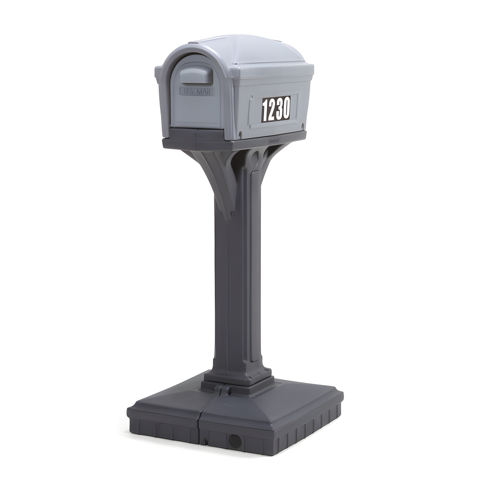 Gray and Charcoal Plastic Pedestal Mailbox with Post