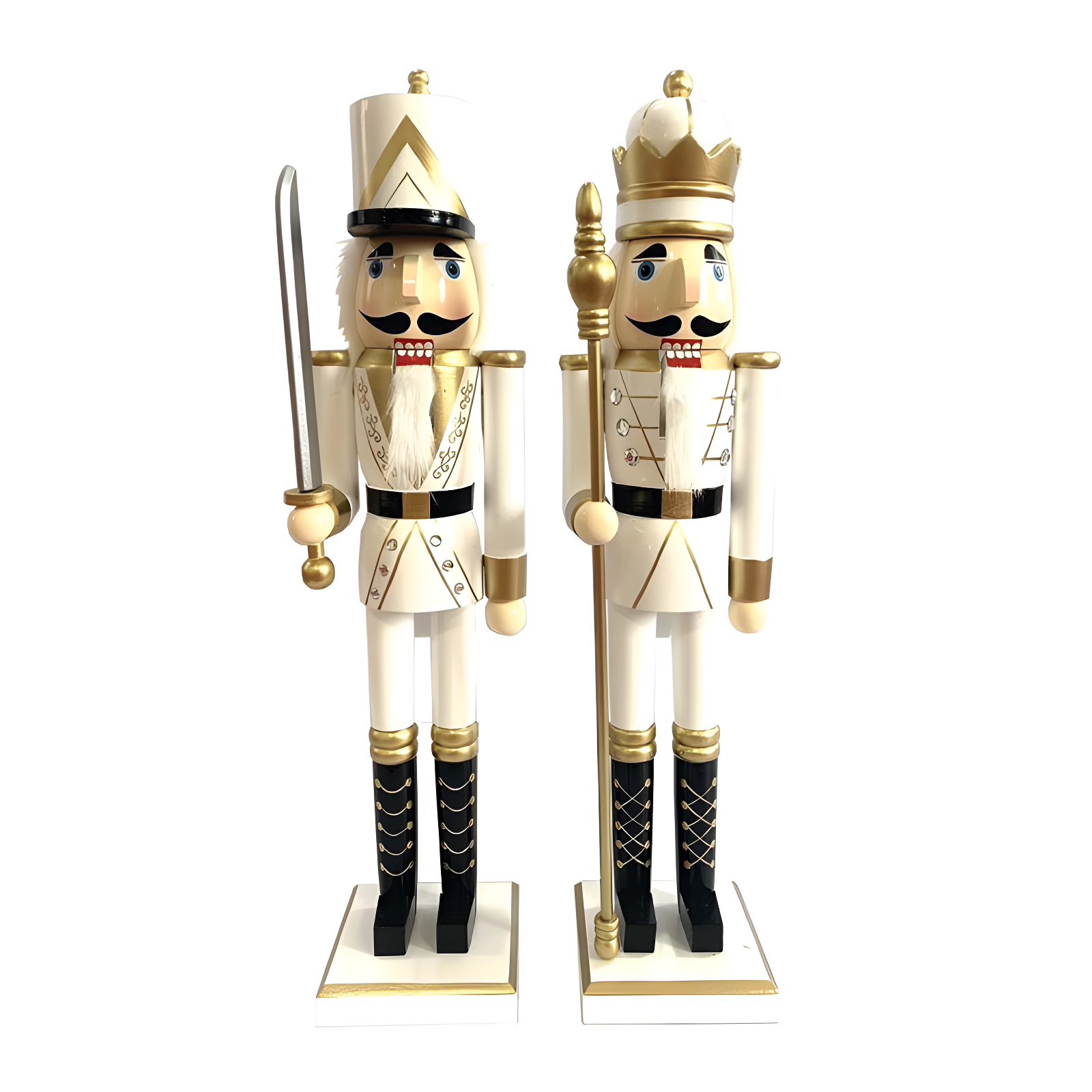 24" White and Gold King and Guard Nutcracker Set