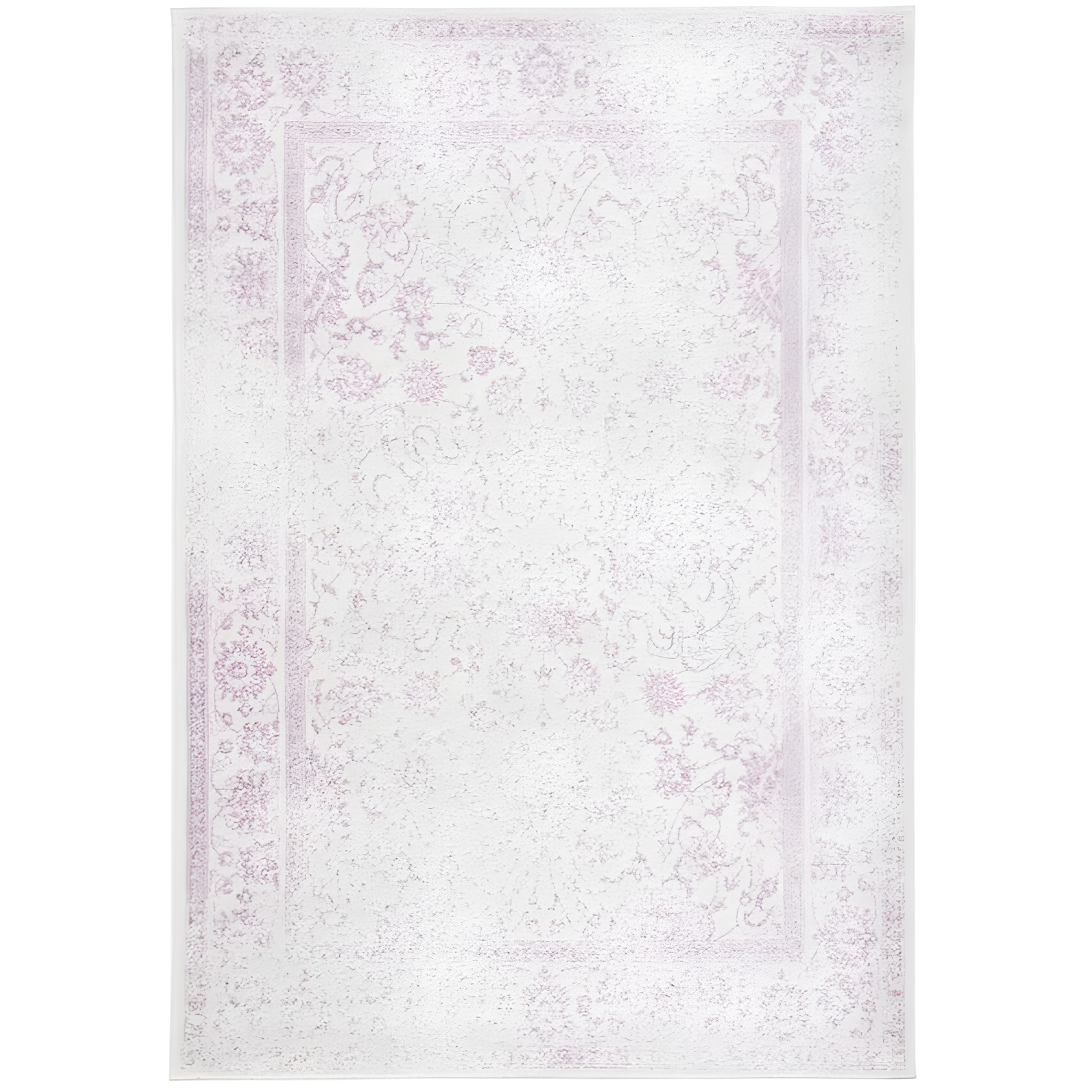 Ivory and Lavender Rectangular Hand-Knotted Synthetic Area Rug