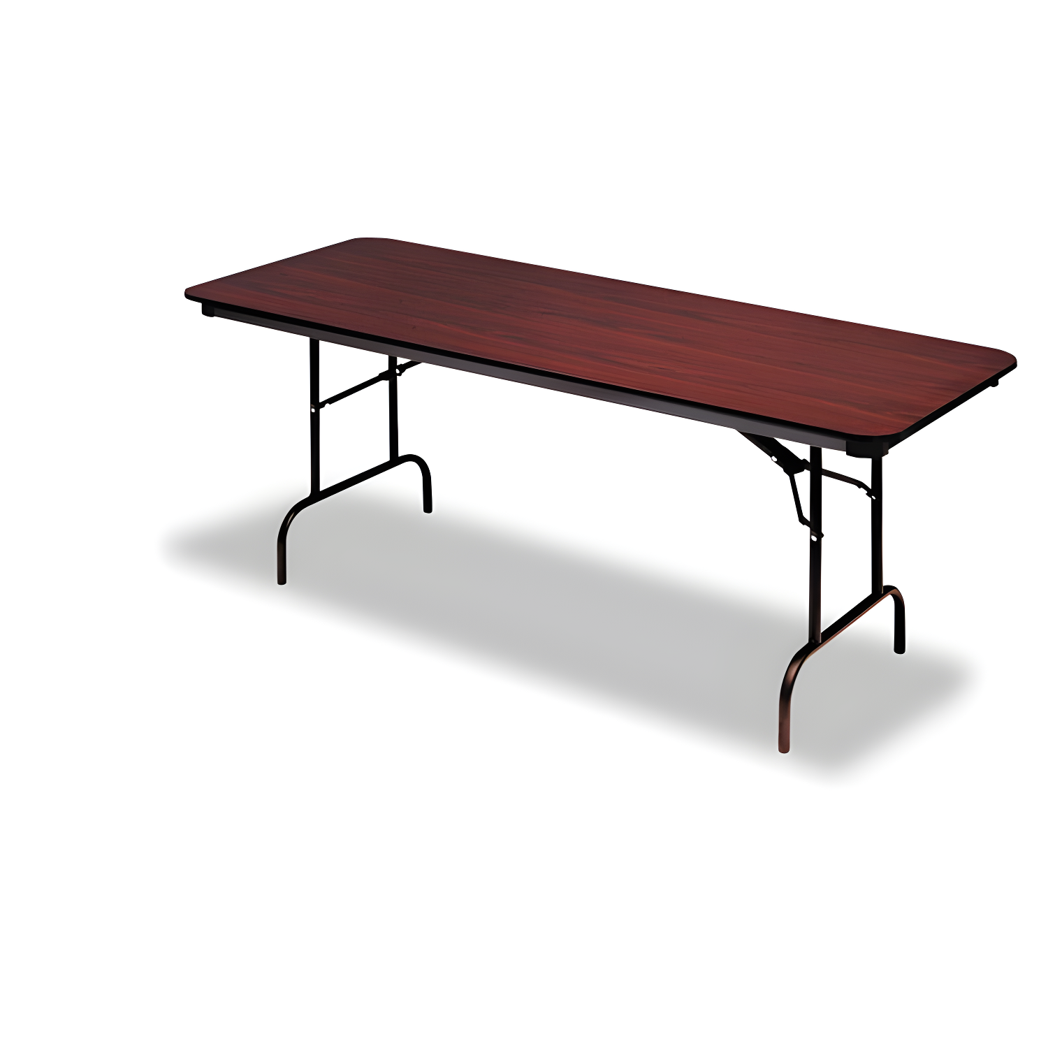 96" Mahogany Wood-Laminate Folding Table with Steel Legs