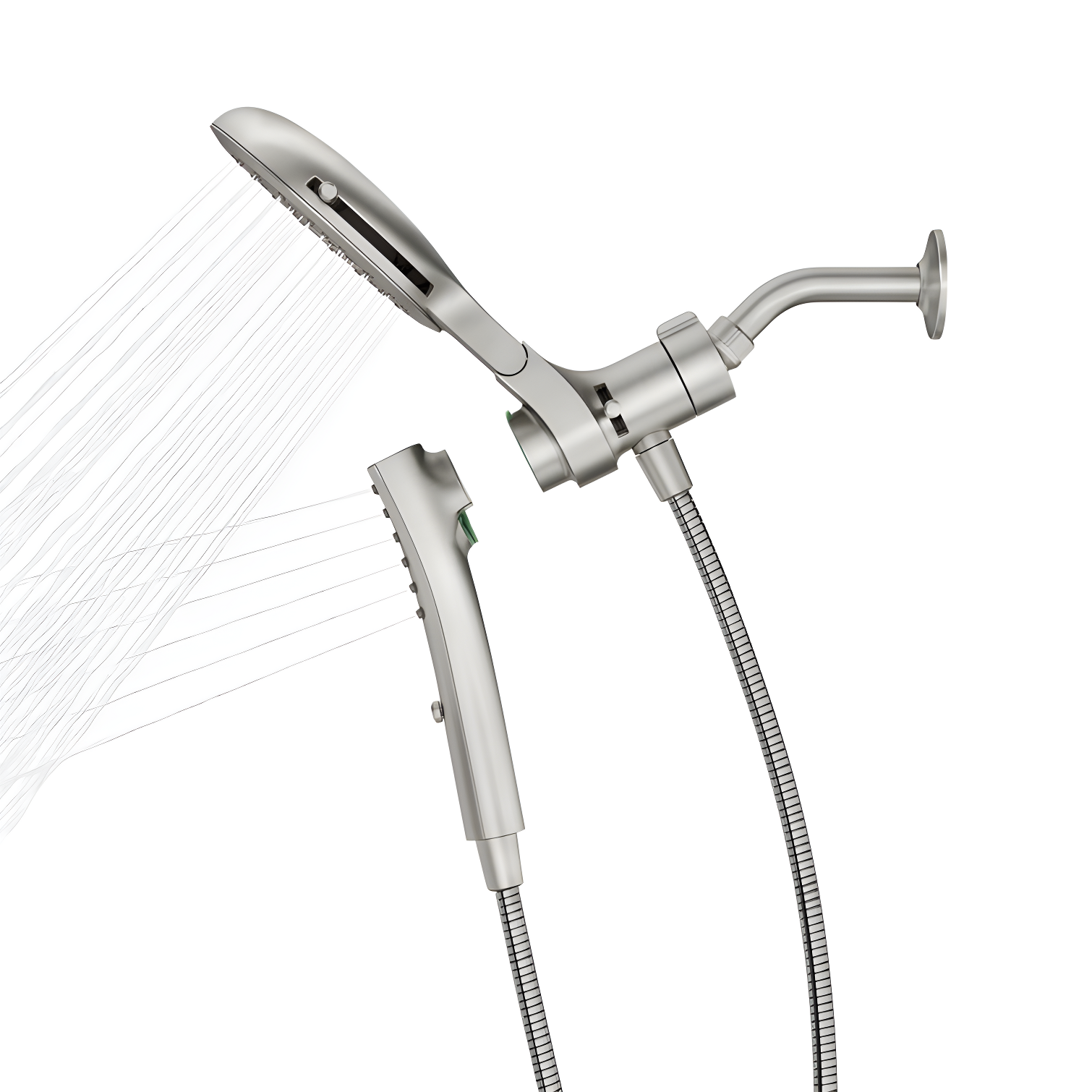 Nickel Dual-Head Rain and Handheld Shower System