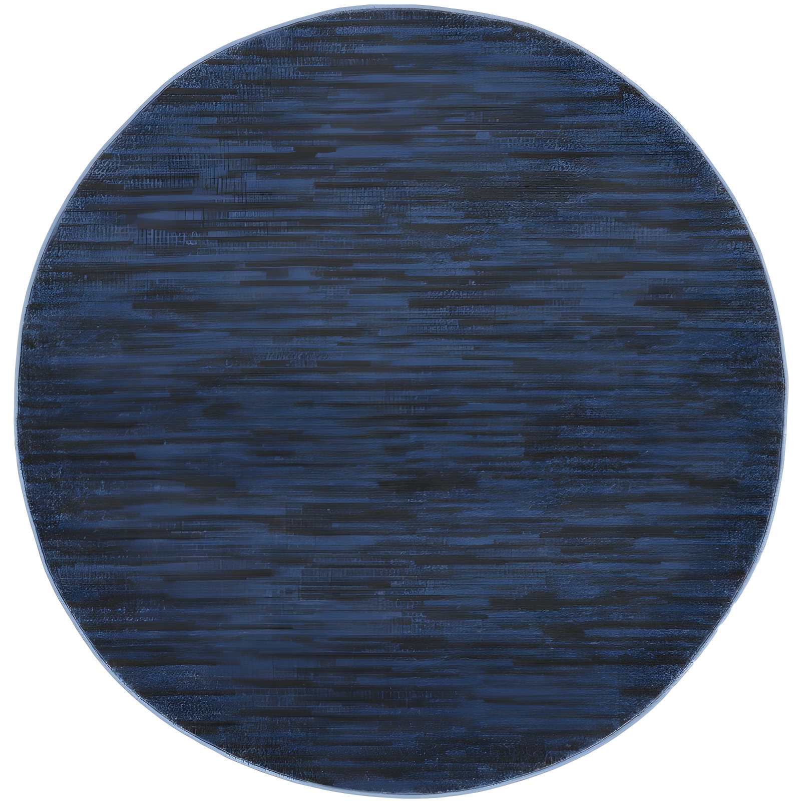 Midnight Blue Round Synthetic Indoor/Outdoor Rug 4 ft