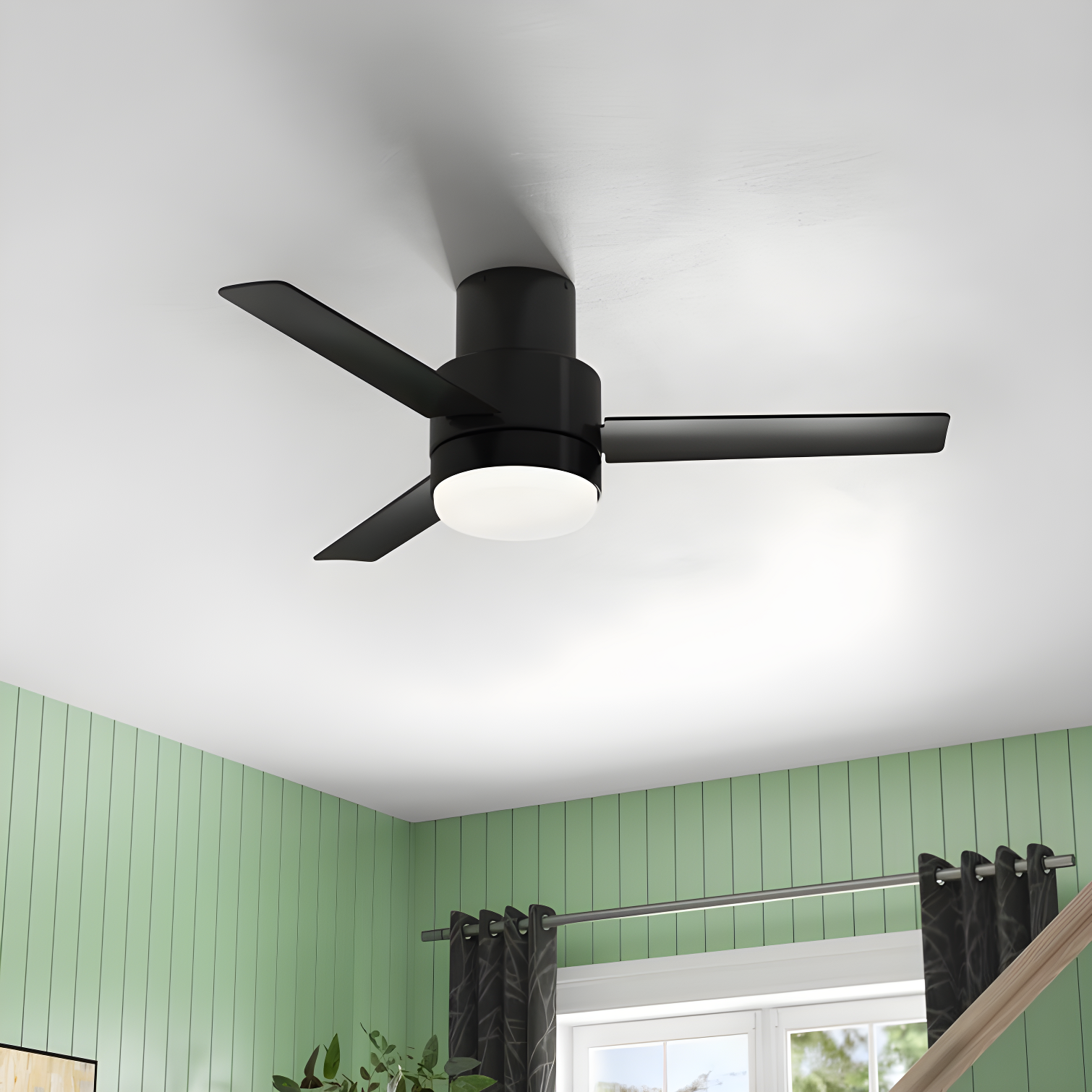 Gilmour 44" Matte Black Low Profile Ceiling Fan with Remote