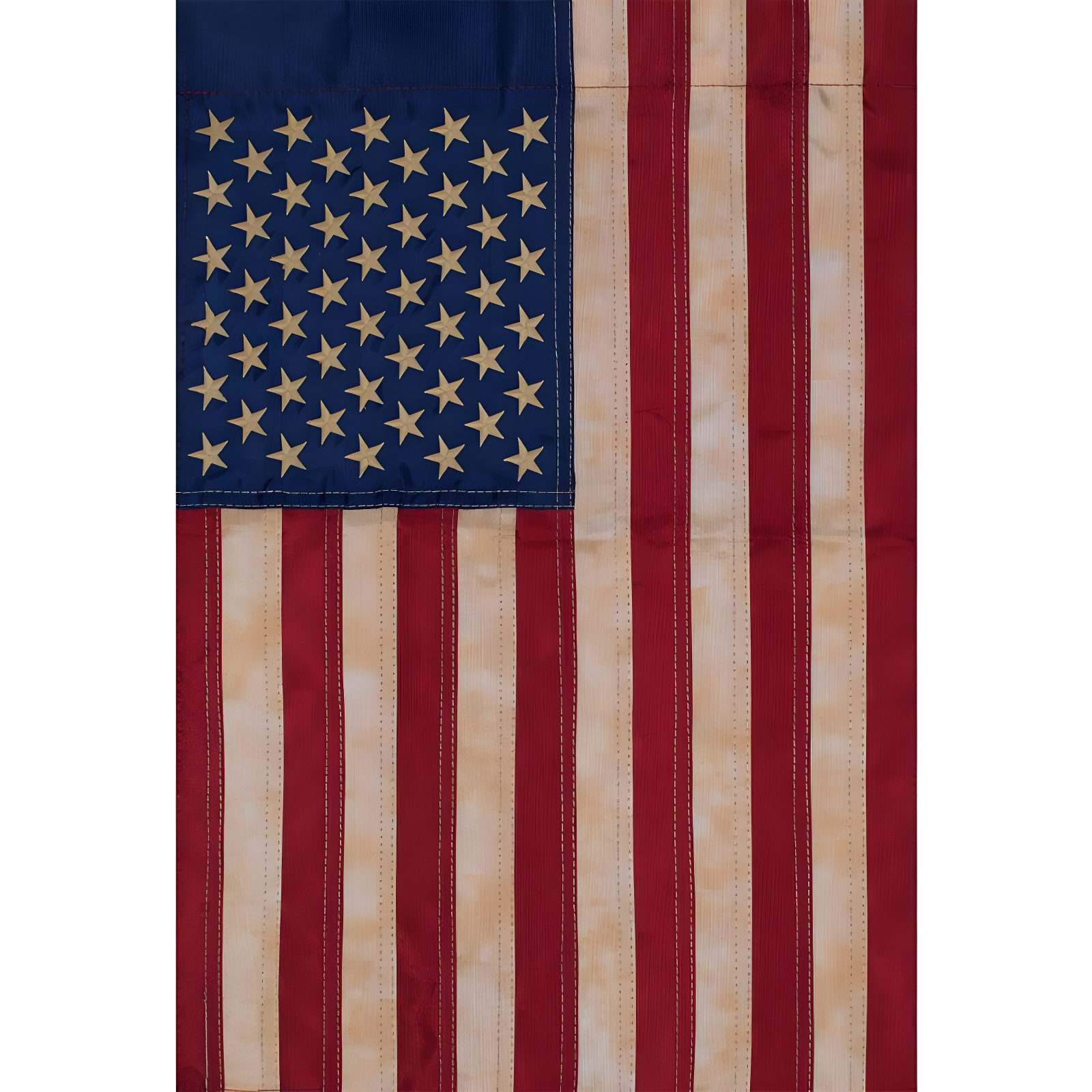 Tea Stained Embroidered American Flag Garden Flag 12.5" x 18"