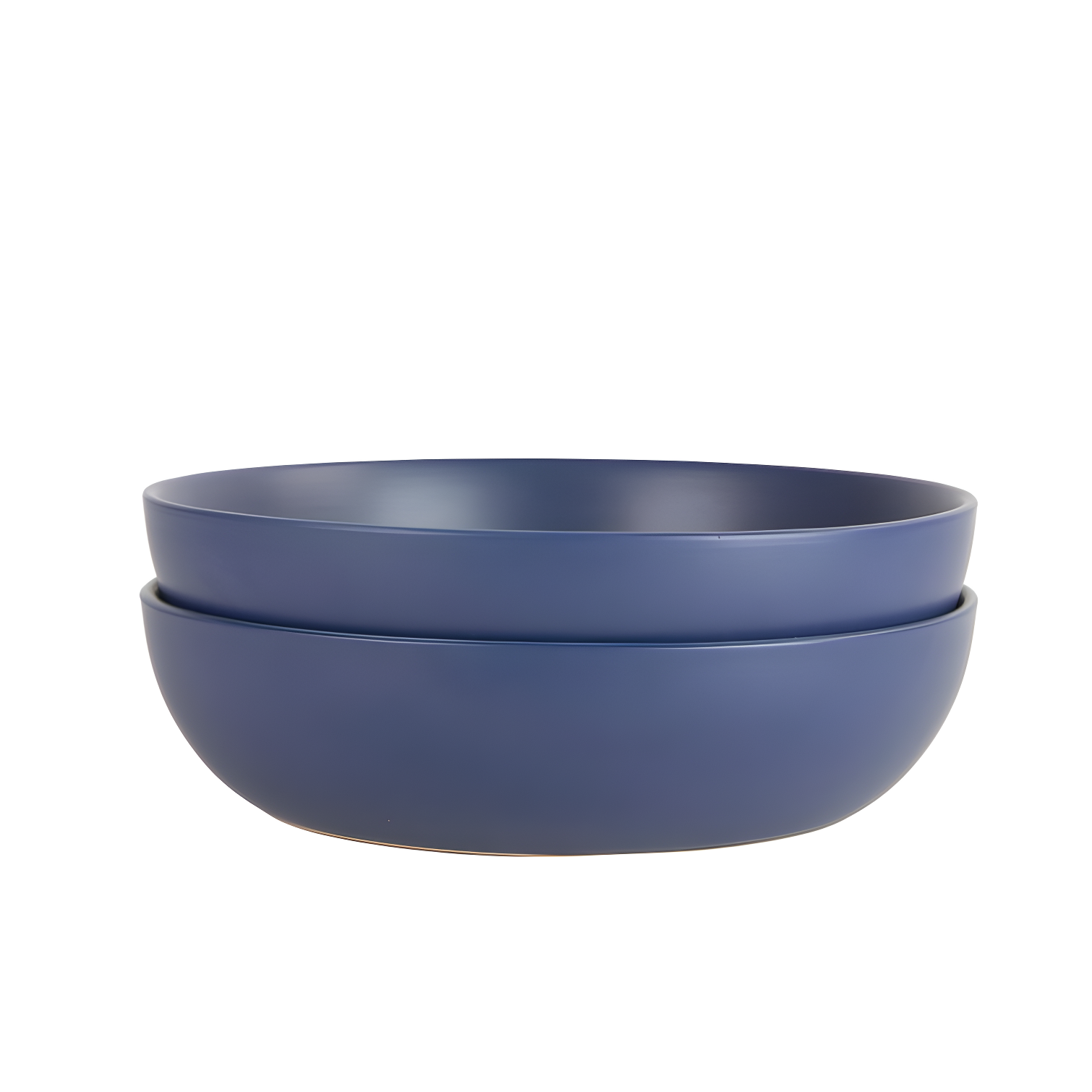 Midnight Blue Ceramic Round Serving Bowls, Set of 2