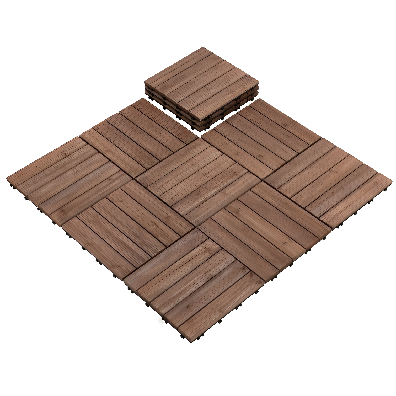 12'' x 12'' Brown Fir Wood Interlocking Deck Tiles