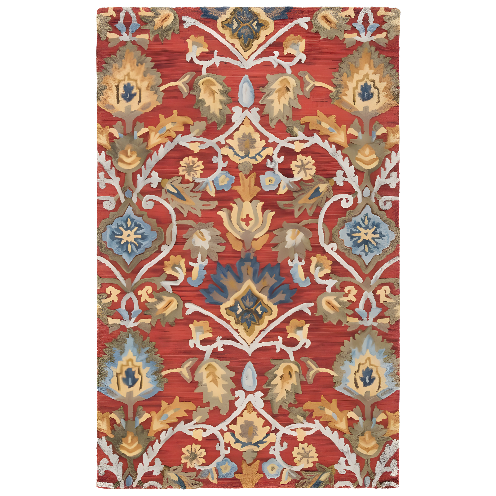 Blossom Red and Multicolor Floral Wool 8' x 10' Area Rug