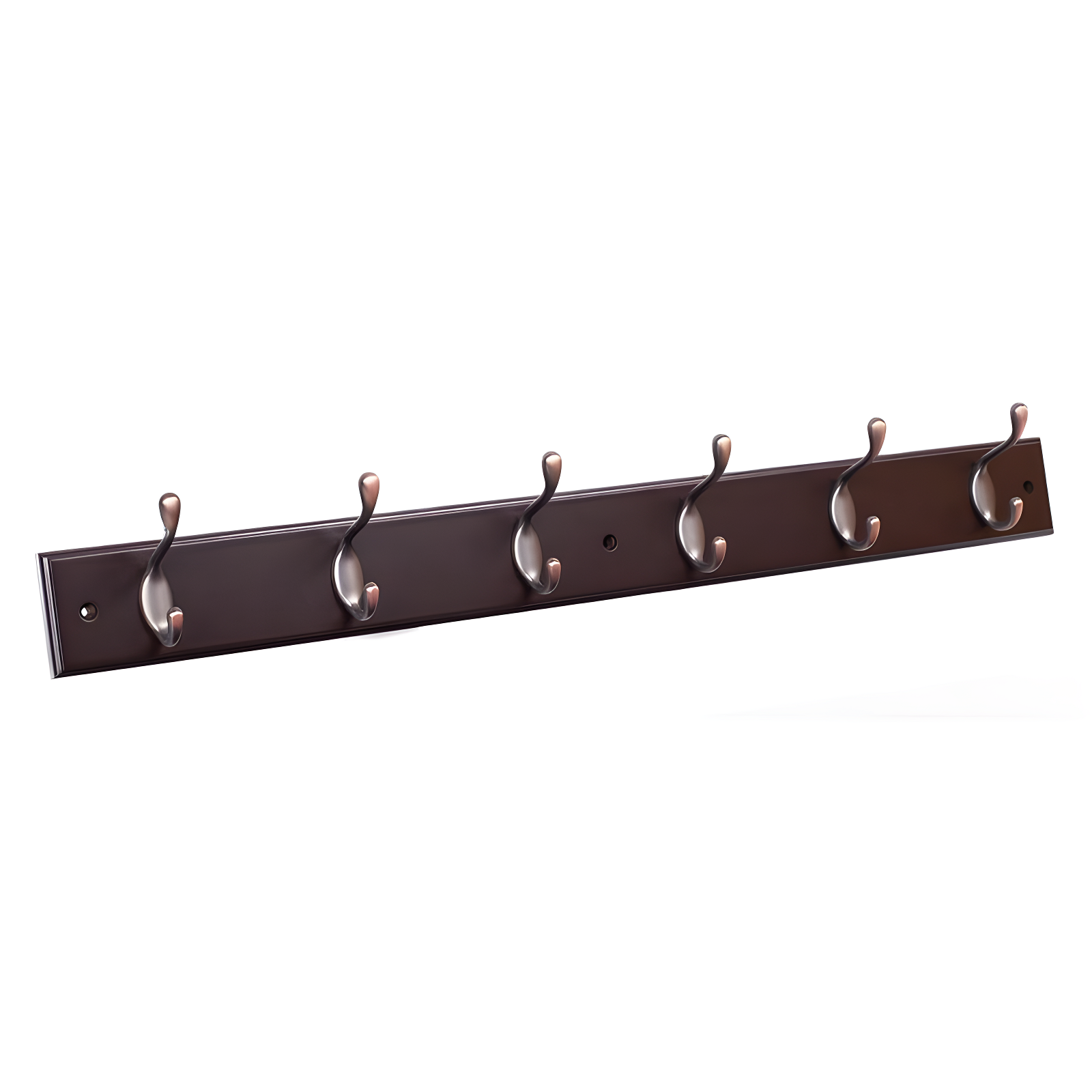 Dark Brown Wall-Mount Coat Rack with Bronze Hooks