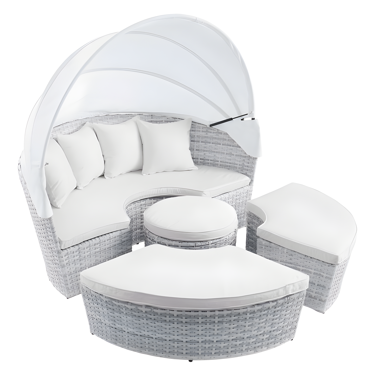 Scottsdale 71'' Light Gray White Synthetic Rattan Outdoor Canopy Daybed