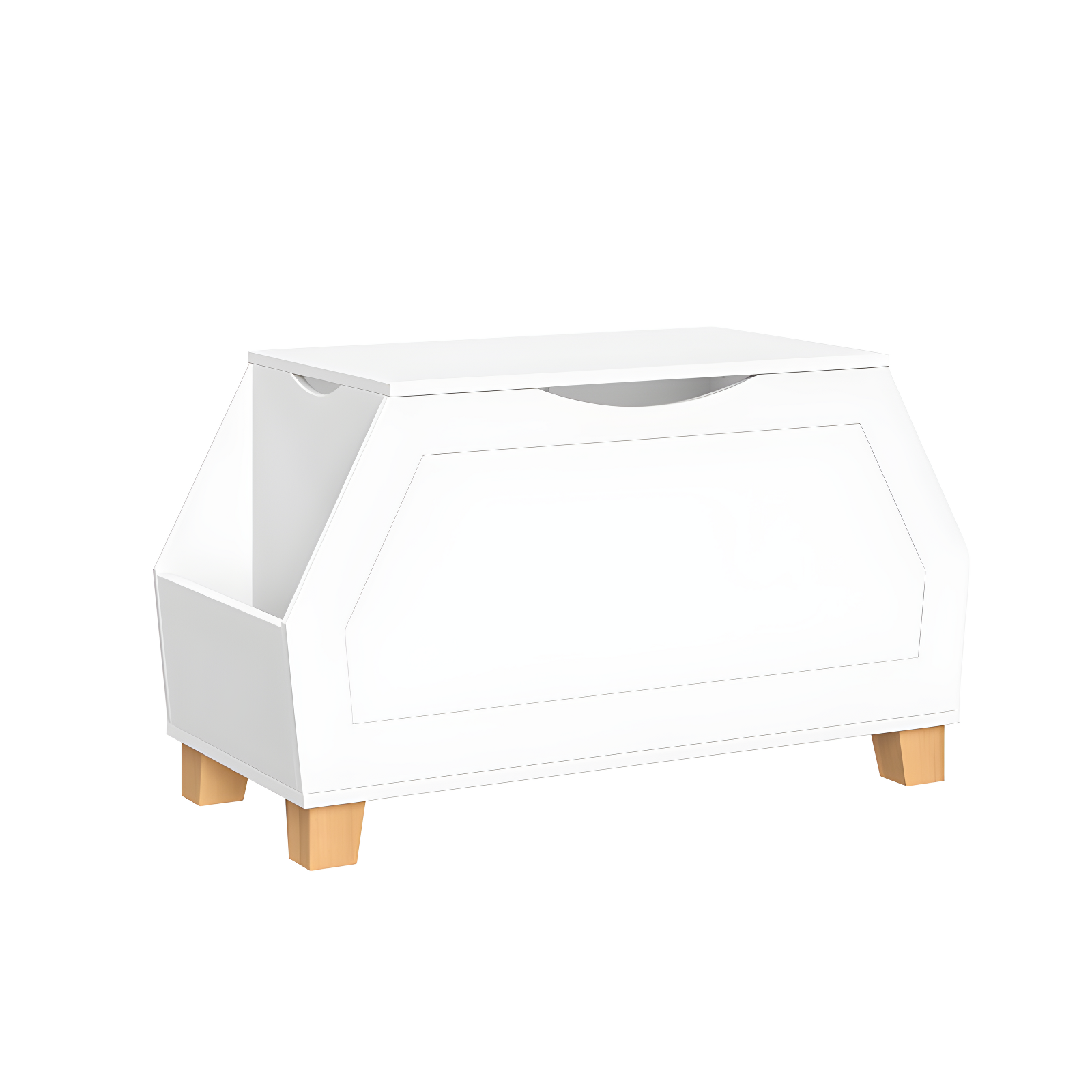 White Wooden Kids Toy Storage Box with Side Bookshelves