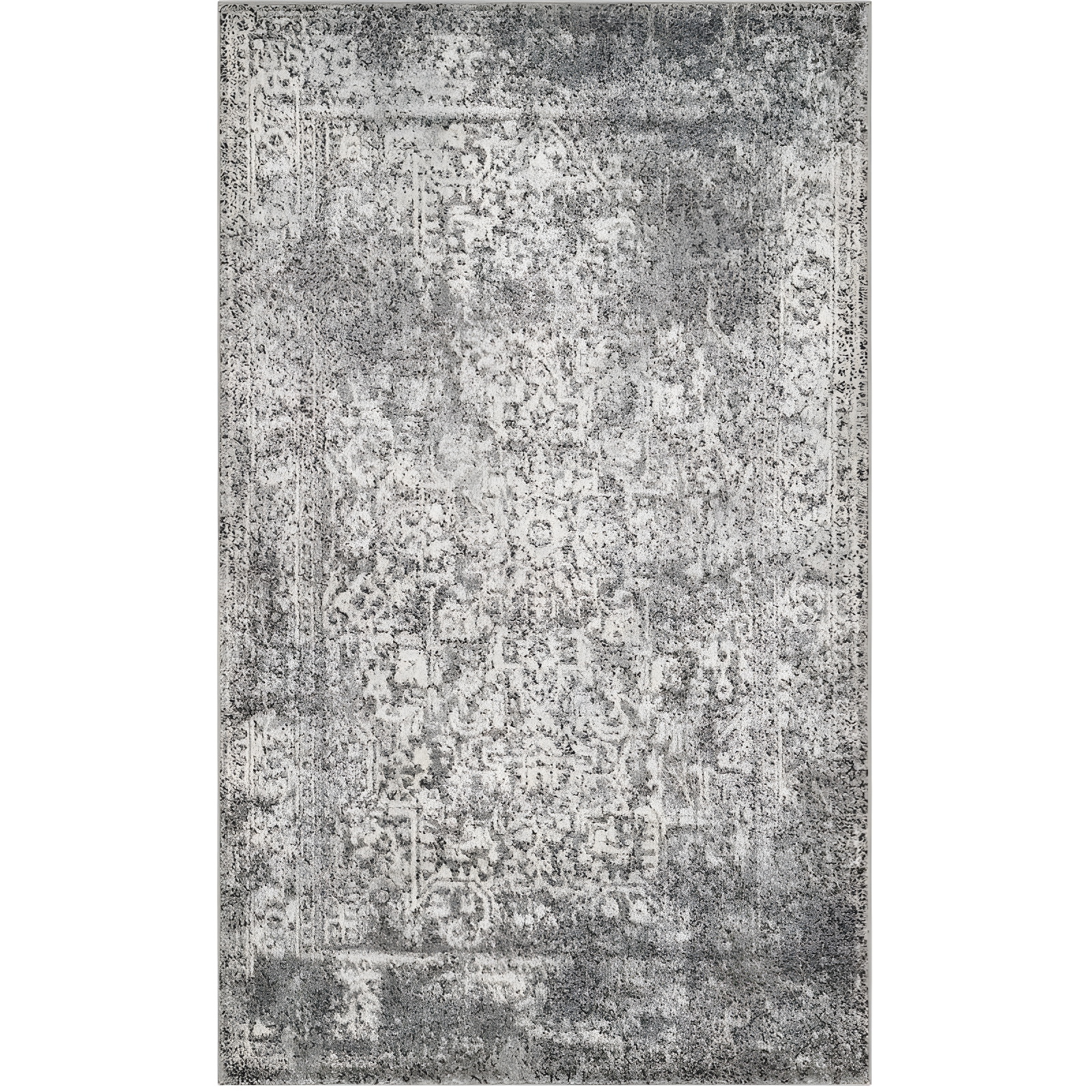 Grey and Ivory Hand-Knotted Rectangular Area Rug