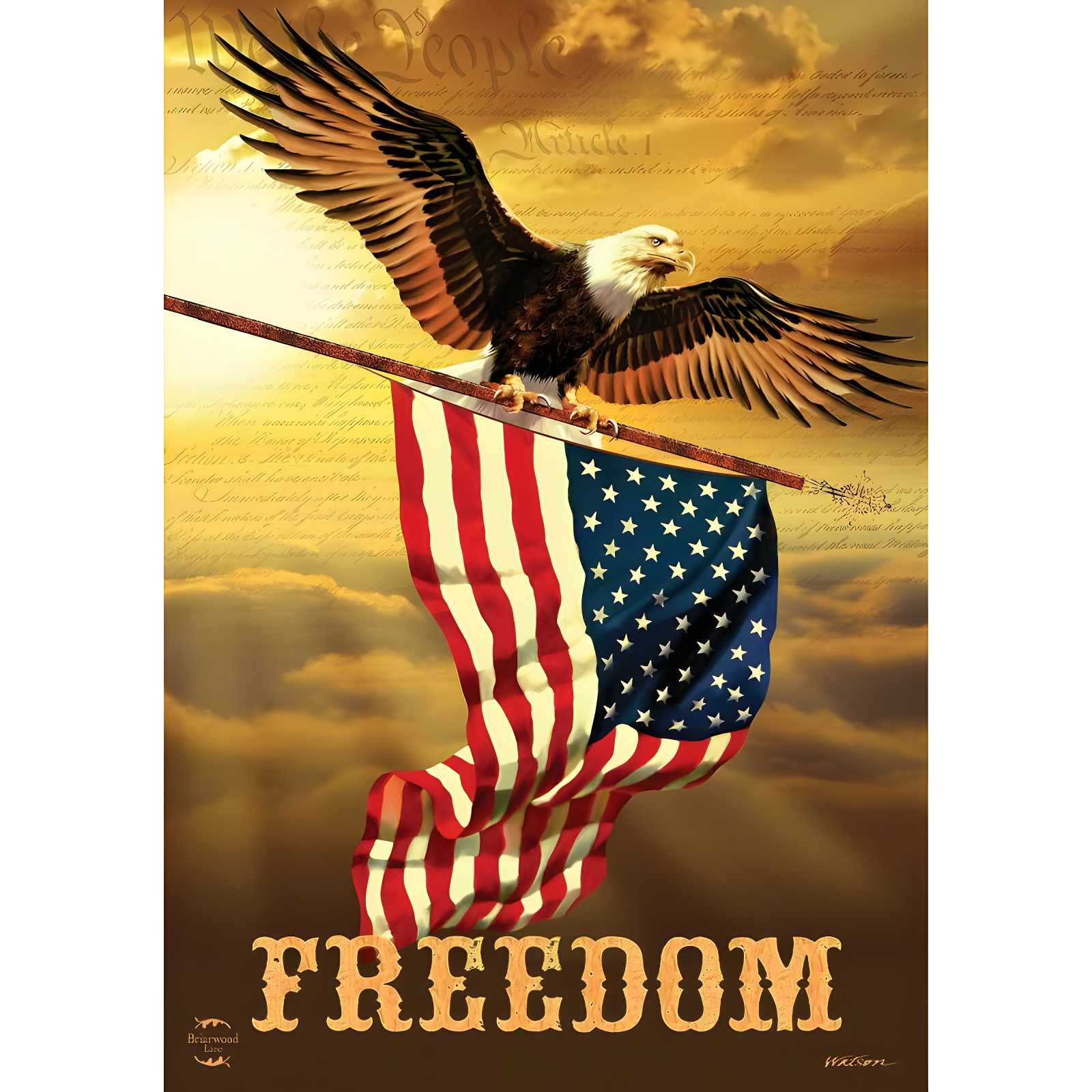 Freedom Patriotic Garden Flag with Bald Eagle and USA Flag