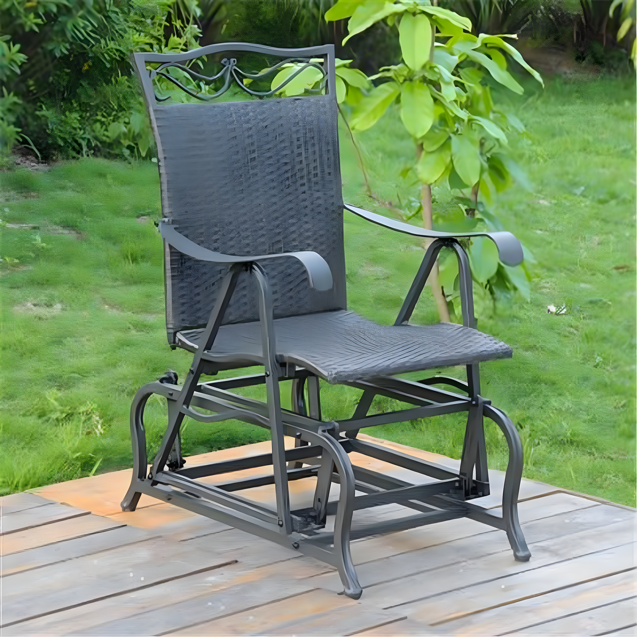Valencia Black Resin Wicker and Steel Glider Chair