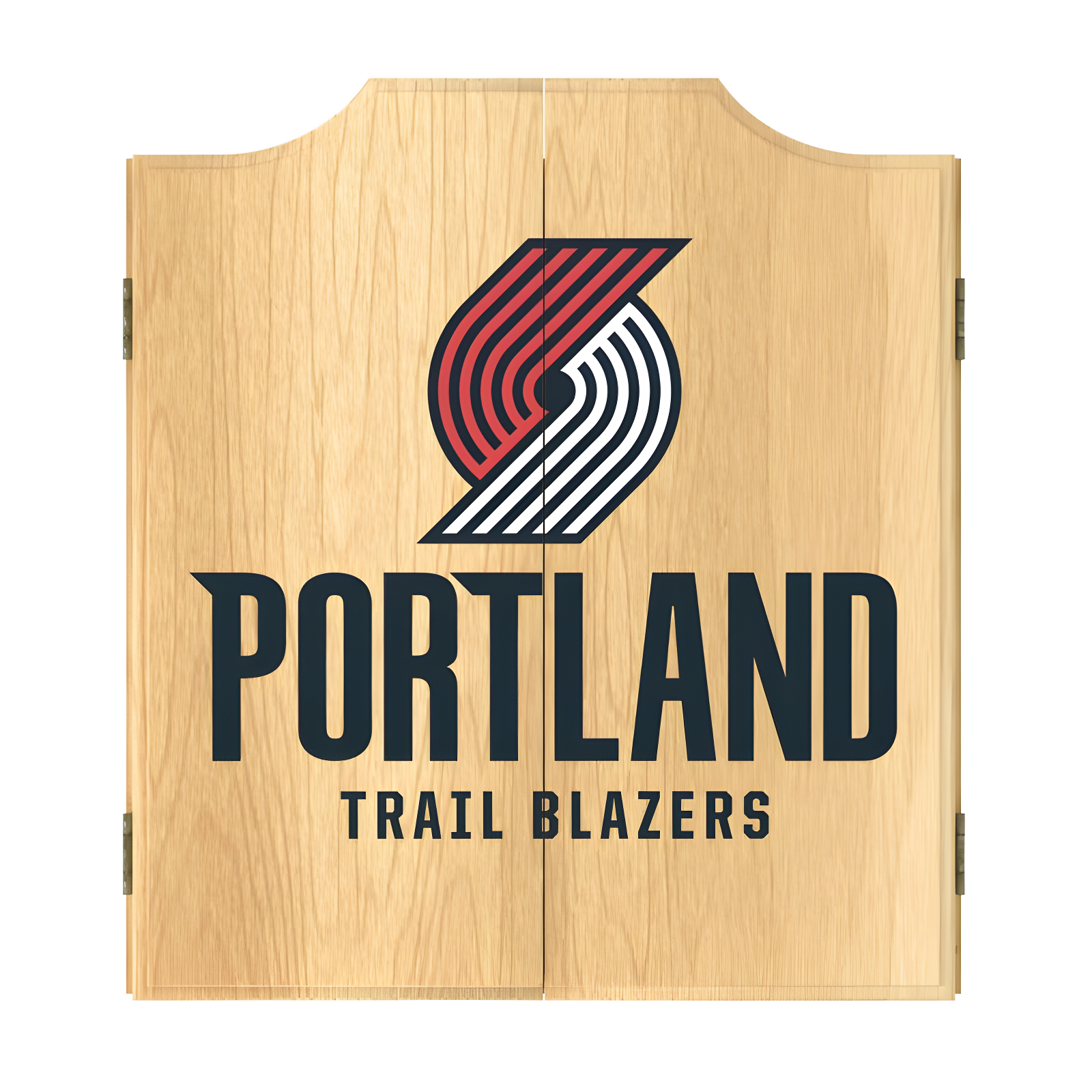 Portland Trail Blazers Wood Dartboard Cabinet Set with Scoreboard