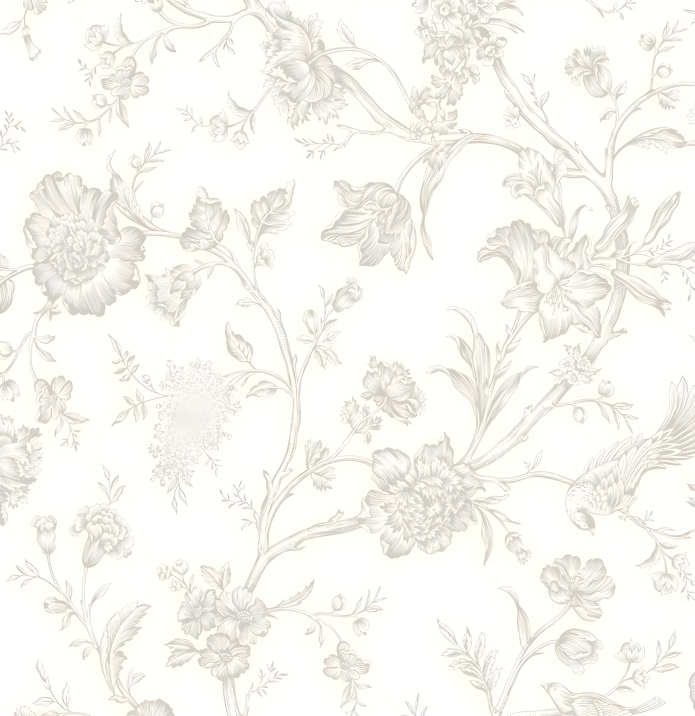 Harbor Mist Grey Vinyl Chinoiserie Peel and Stick Wallpaper