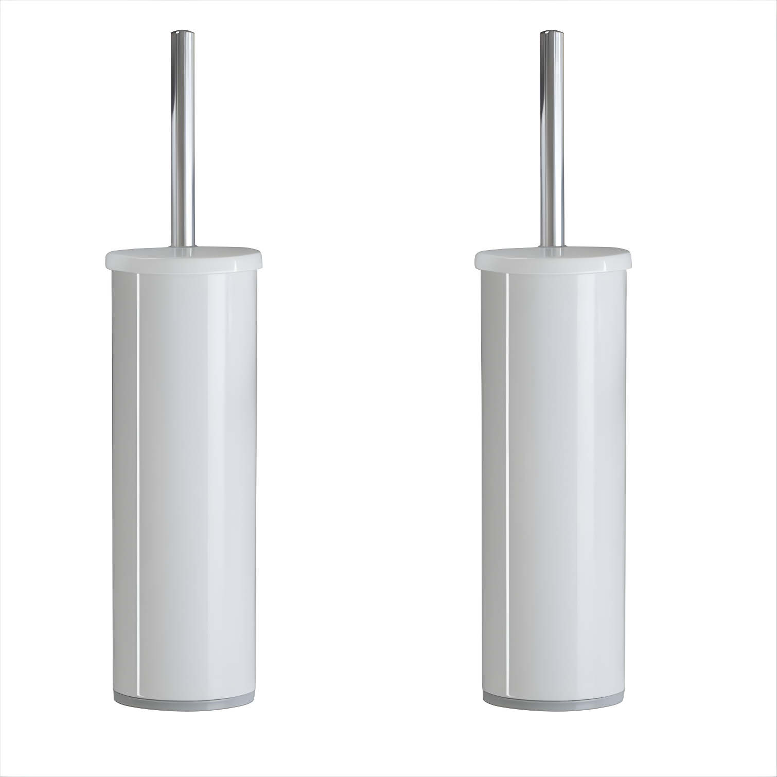 White Stainless Steel Toilet Brush and Holder Set, 2-Pack