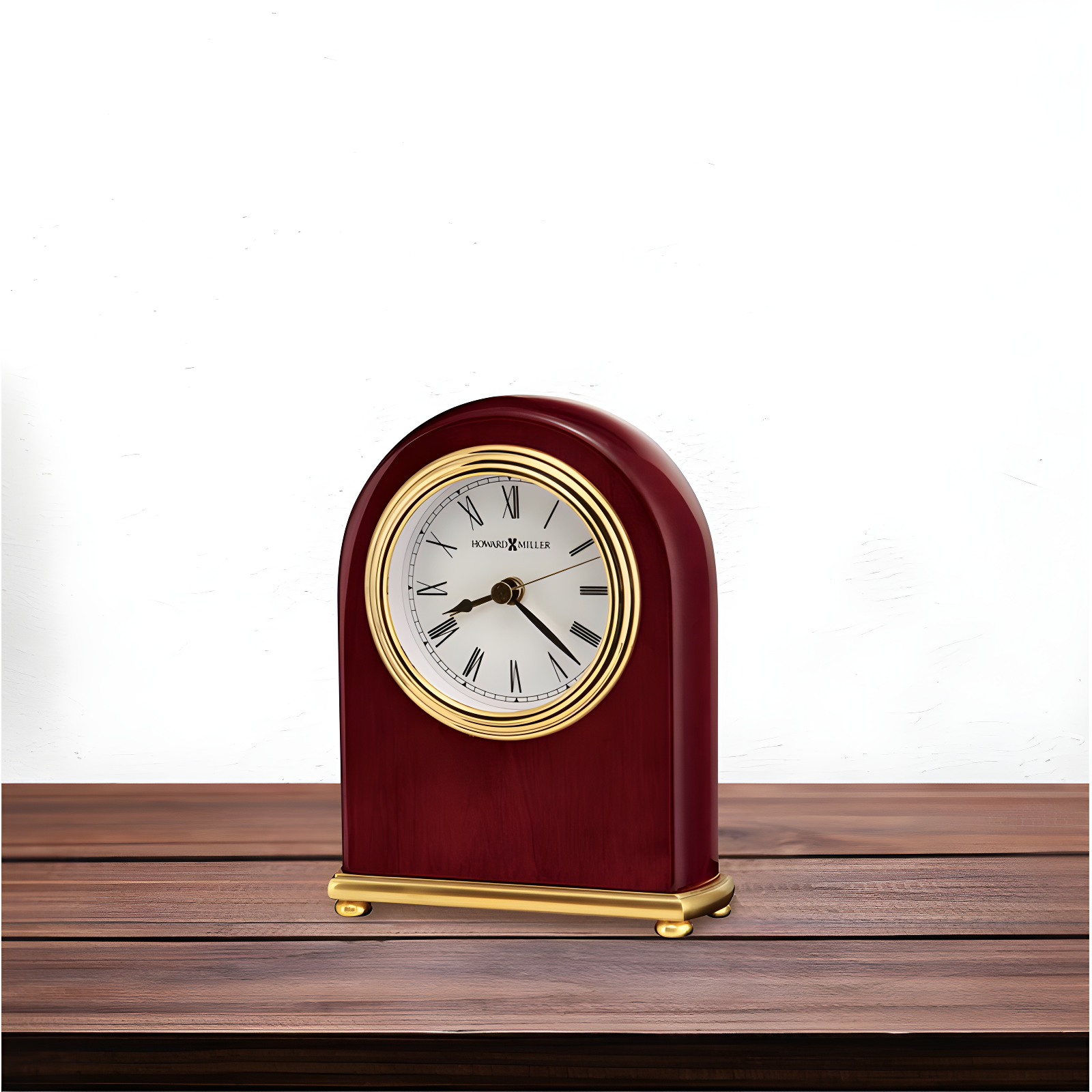 Rosewood and Brass Arch Mantel Clock with Quartz Movement