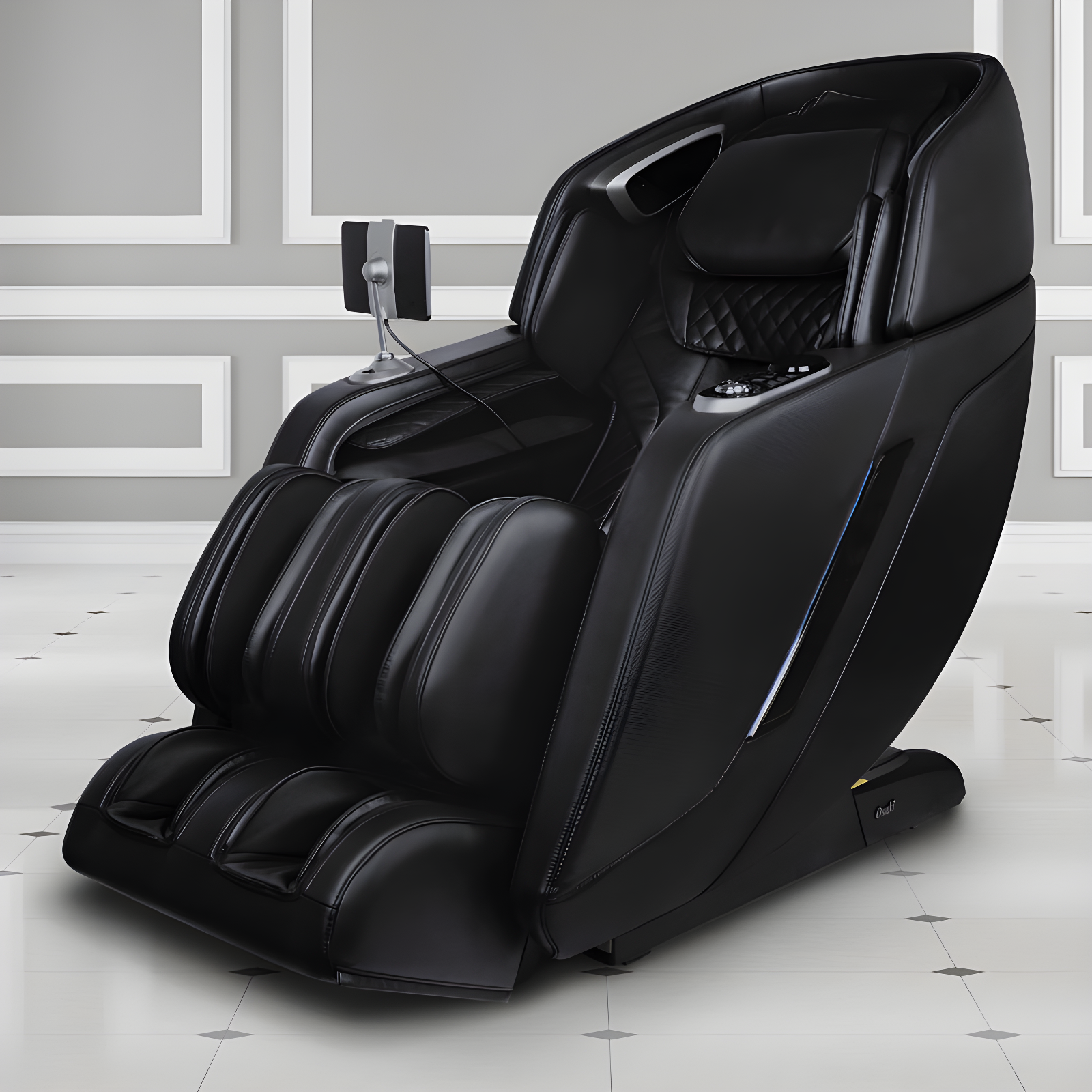 Black 4D Zero-Gravity Massage Recliner with Touchscreen Control