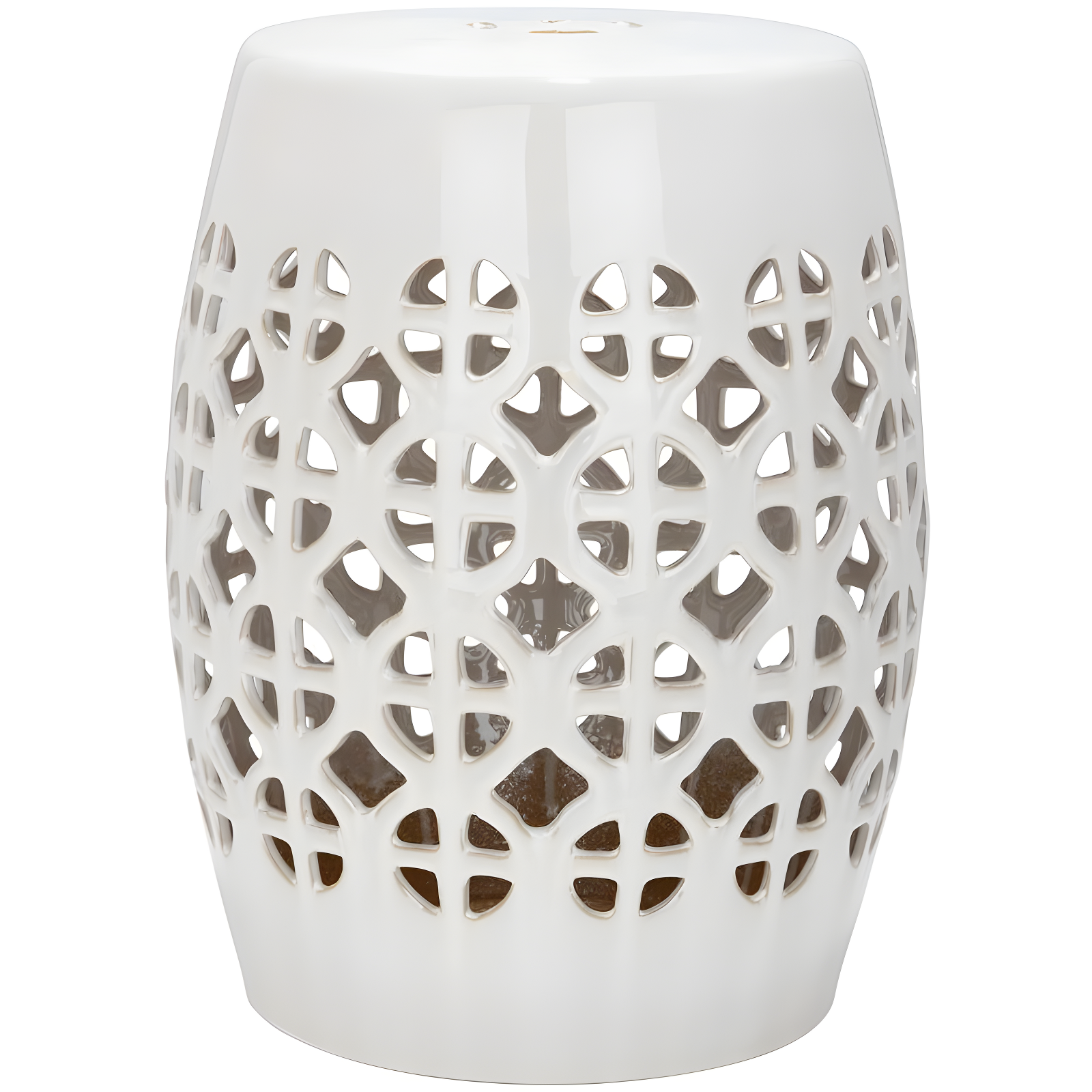 Modern White Ceramic Circle Lattice Garden Stool