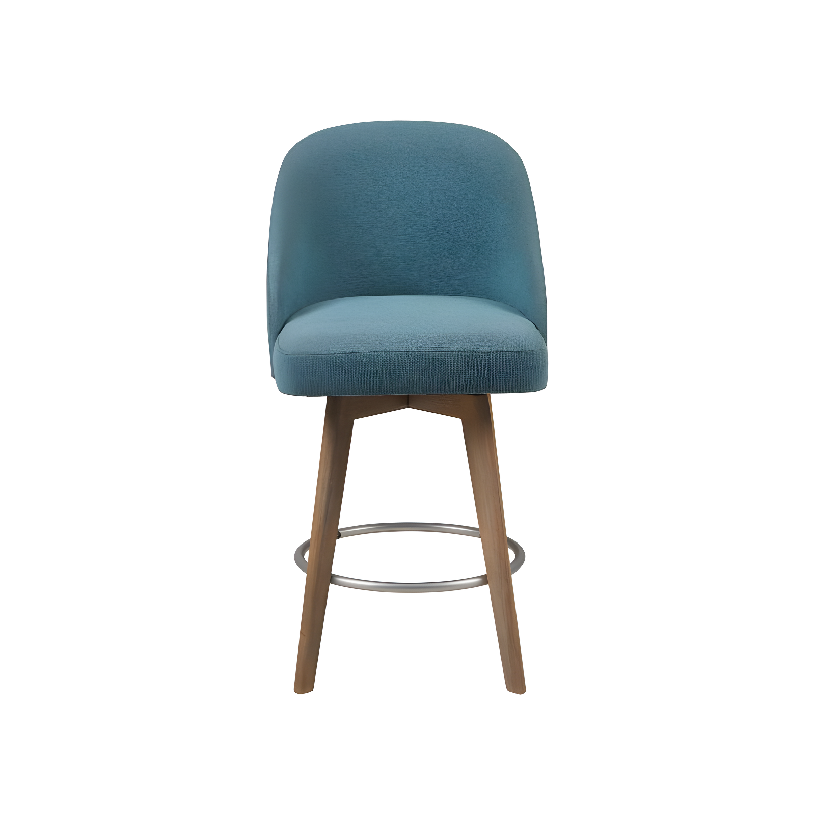 Blue Swivel Counter Stool with Wood Legs