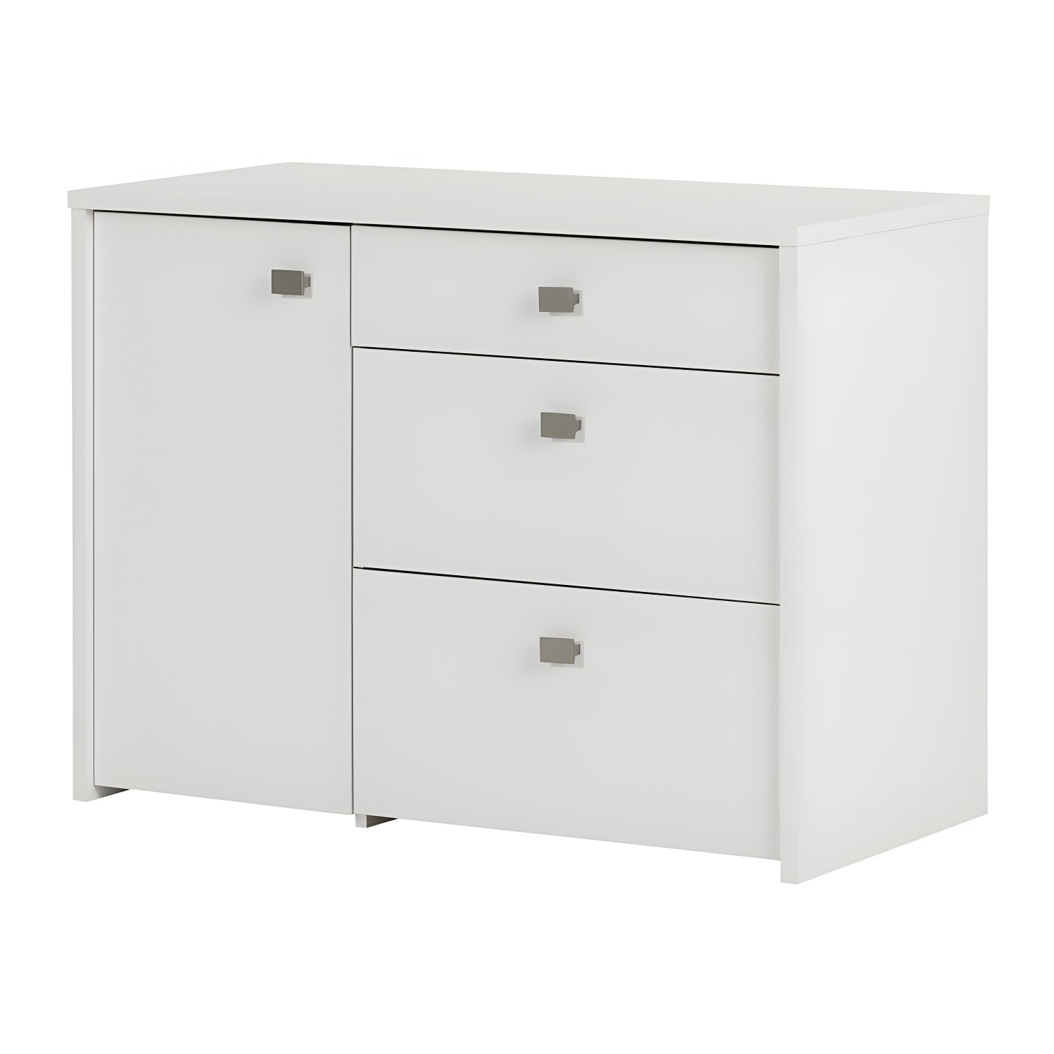 White 3-Drawer Contemporary Storage Cabinet with File Drawer