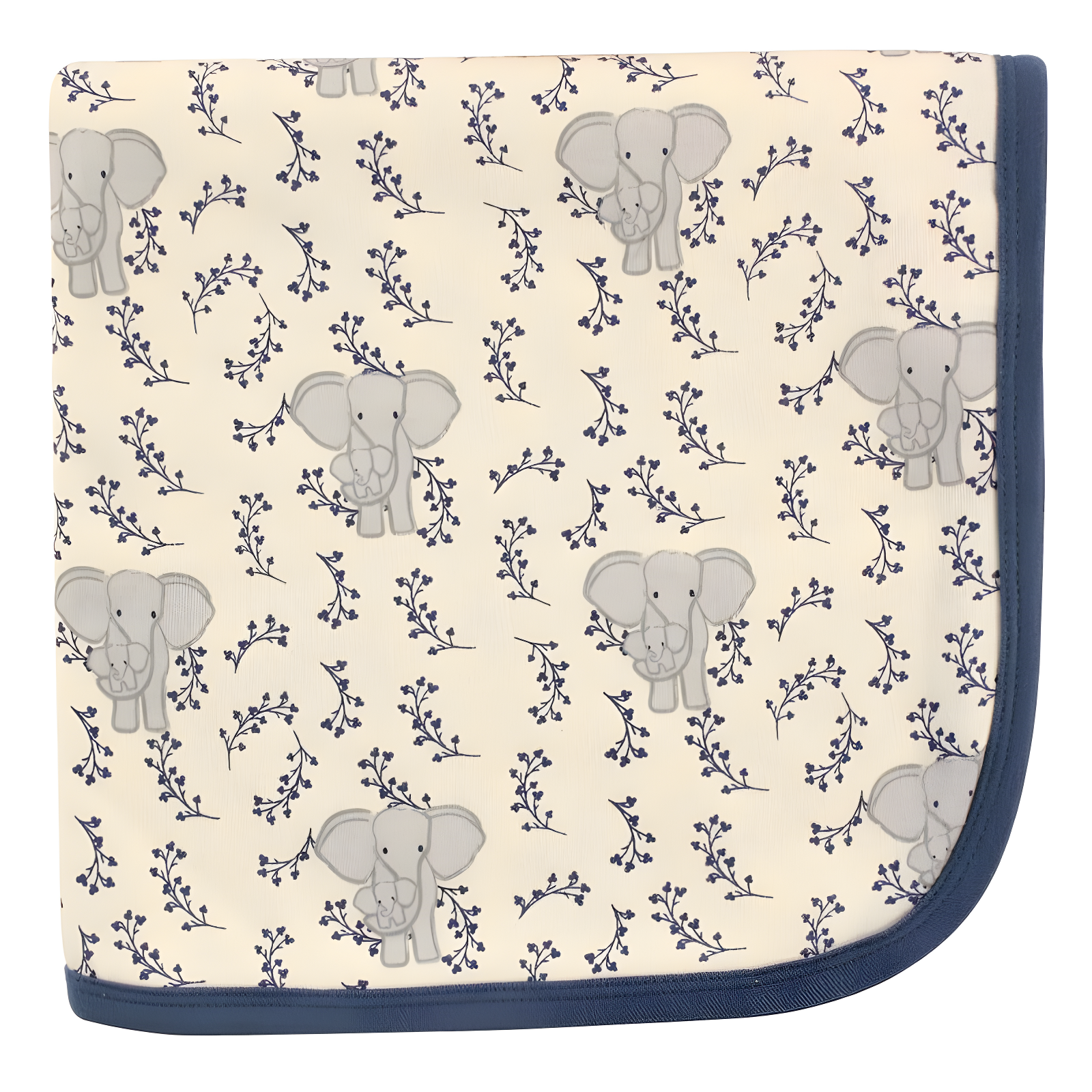 Blue Elephant Organic Cotton Baby Swaddle Blanket