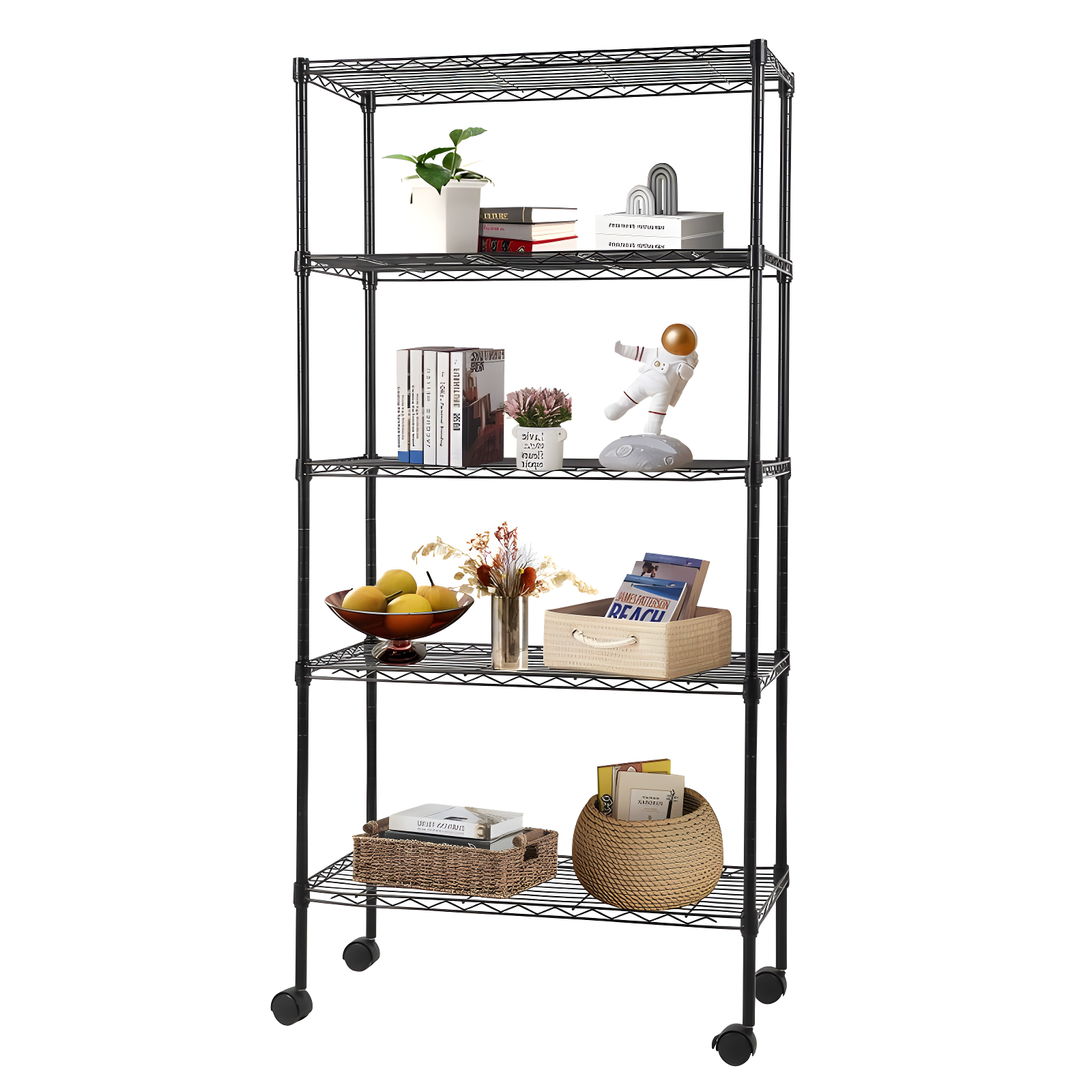 Honey-Can-Do 5-Tier Black Steel Adjustable Shelving Unit