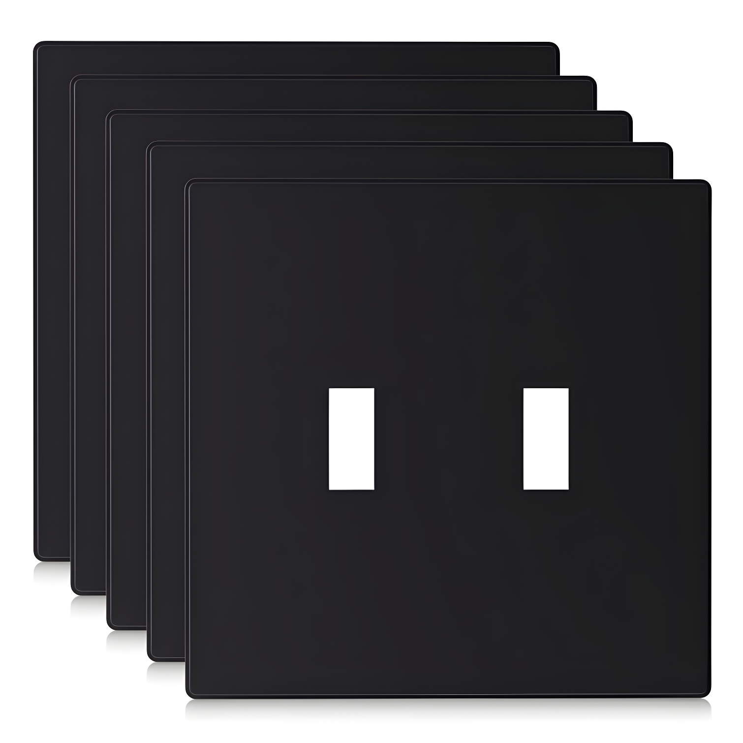 Black 2-Gang Screwless Plastic Toggle Wall Plate