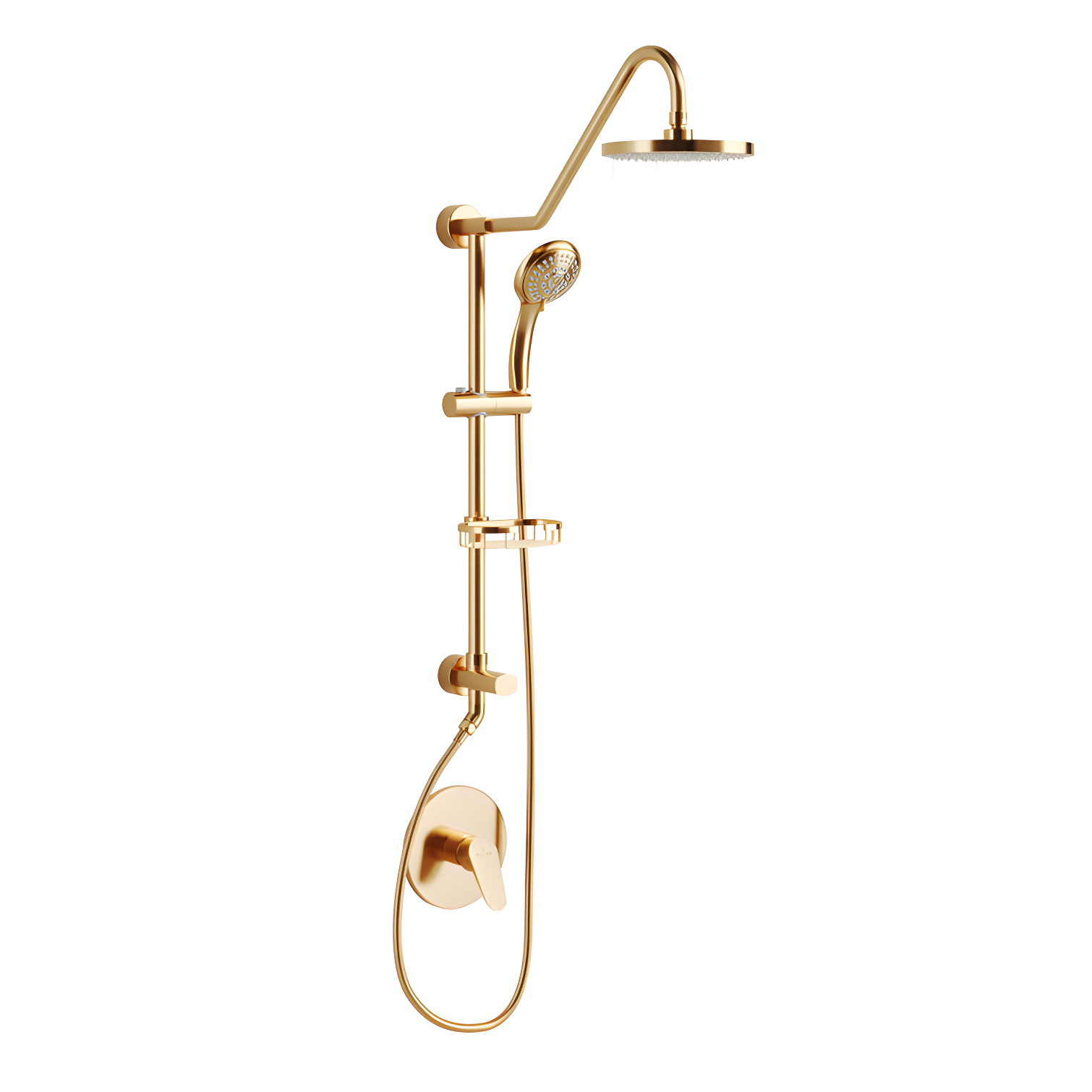 Brushed Gold Adjustable Multi-Head Rain Shower System