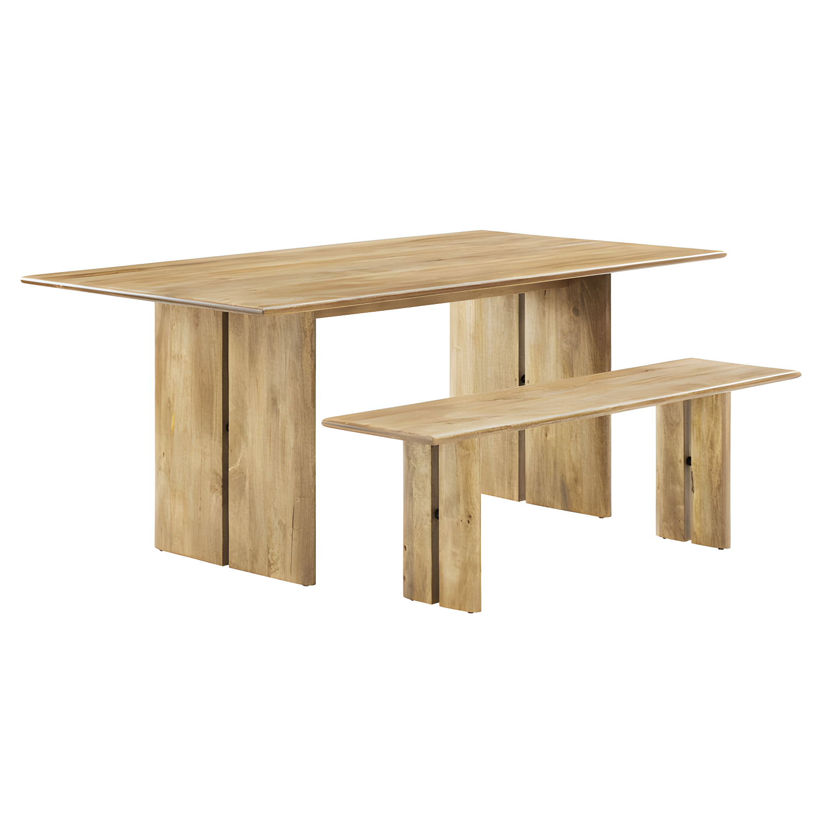 Amistad 72" Oak Solid Wood Dining Table and Bench Set