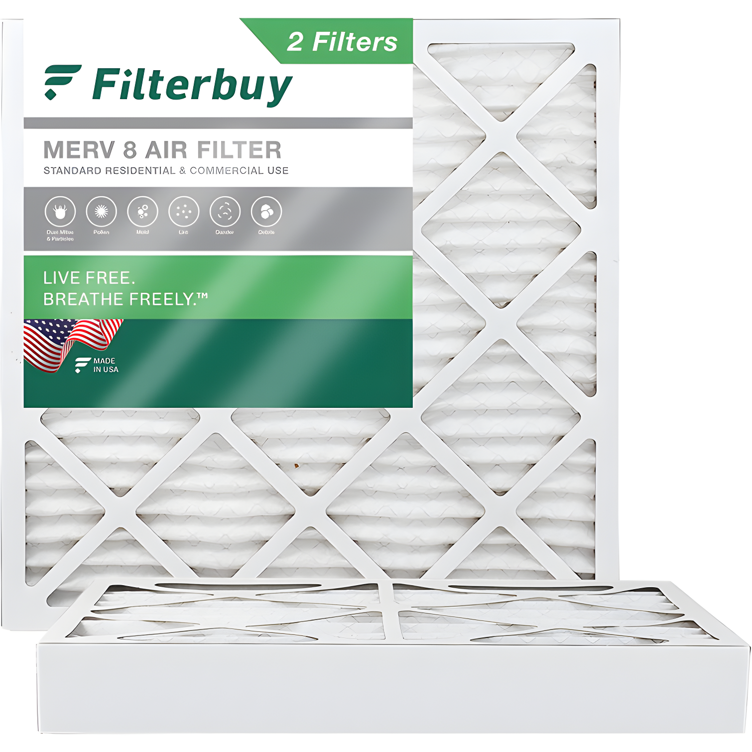 Filterbuy 20x20x4 MERV 8 Pleated HVAC Furnace Air Filters