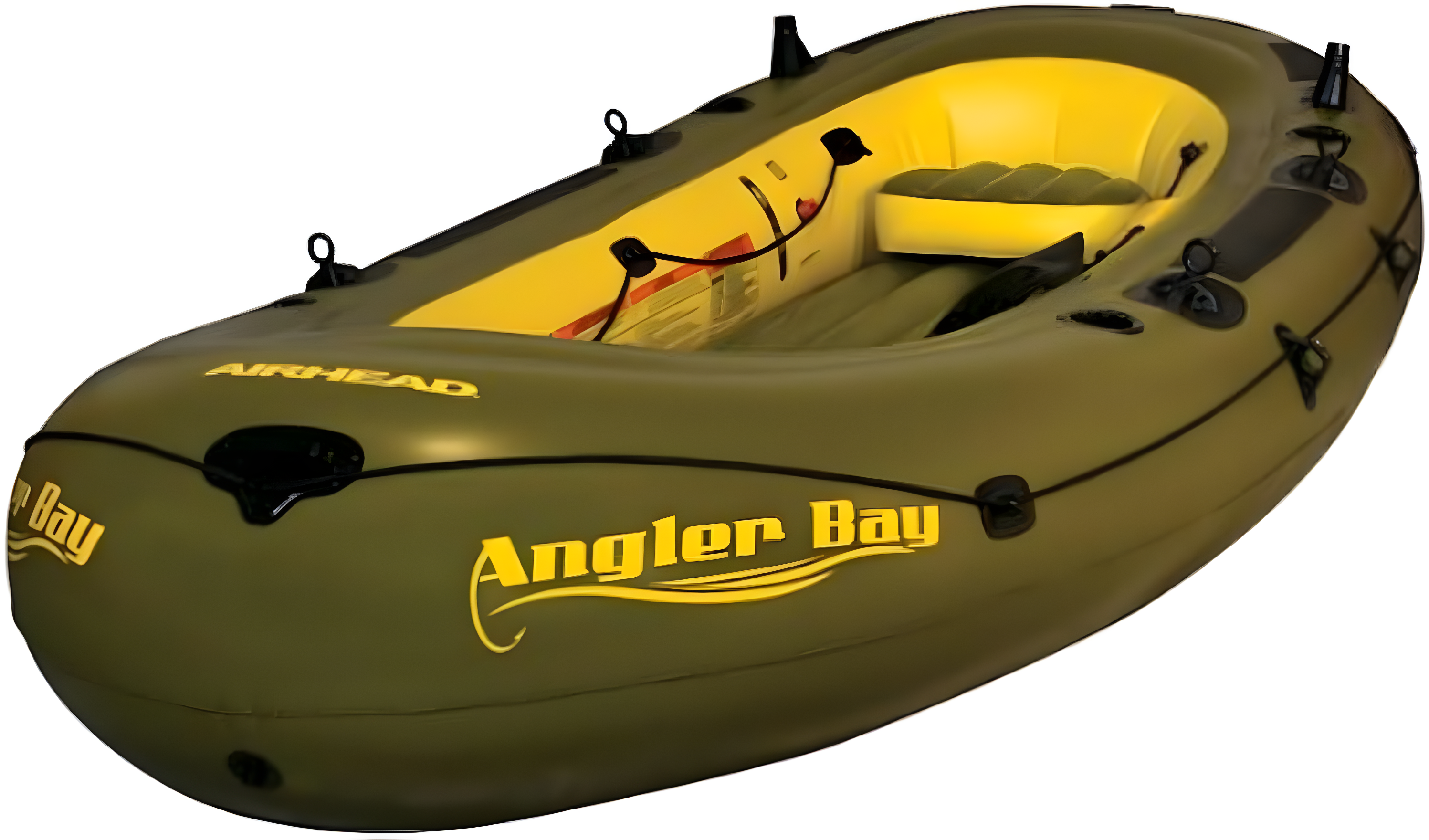 Olive and Yellow 6-Person Inflatable Fishing Boat