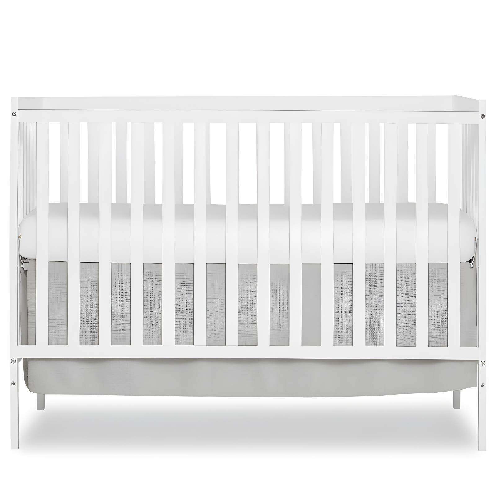 White 5-in-1 Convertible Crib with Adjustable Mattress Support