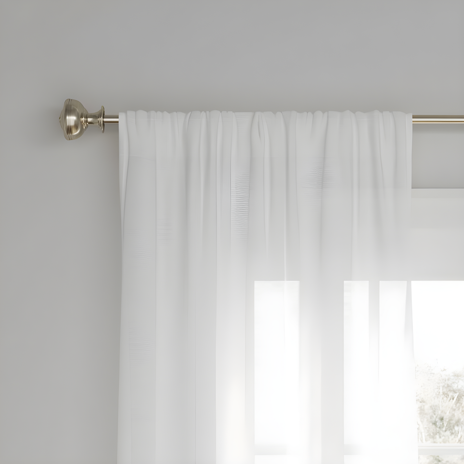 White Light-Filtering Cotton Polyester Window Curtain Panel