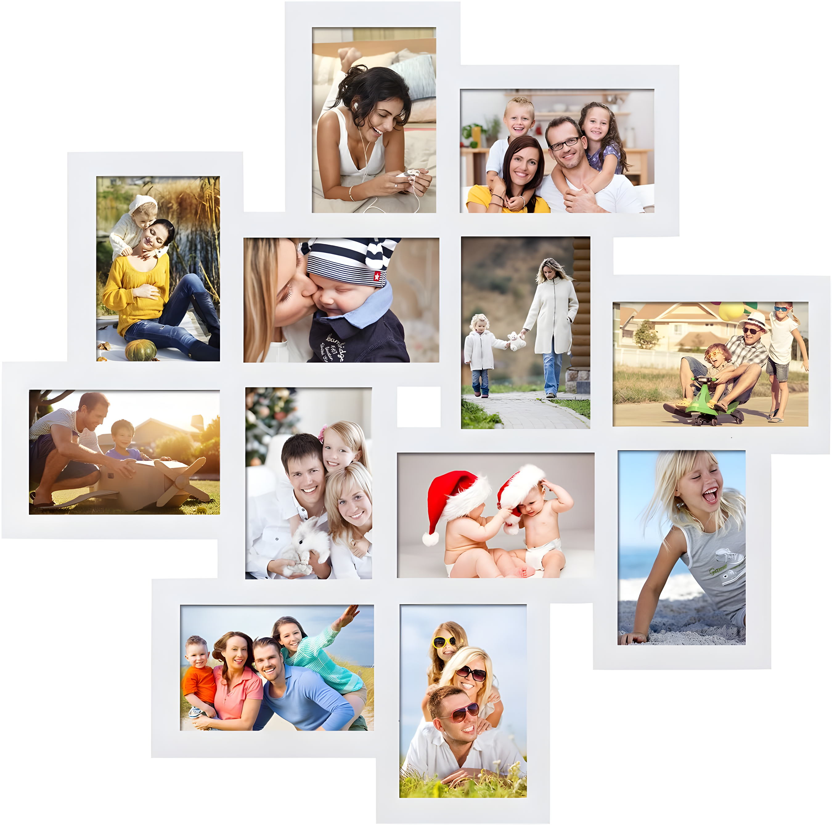 White Rectangular Wall Collage Picture Frame with 12 Openings